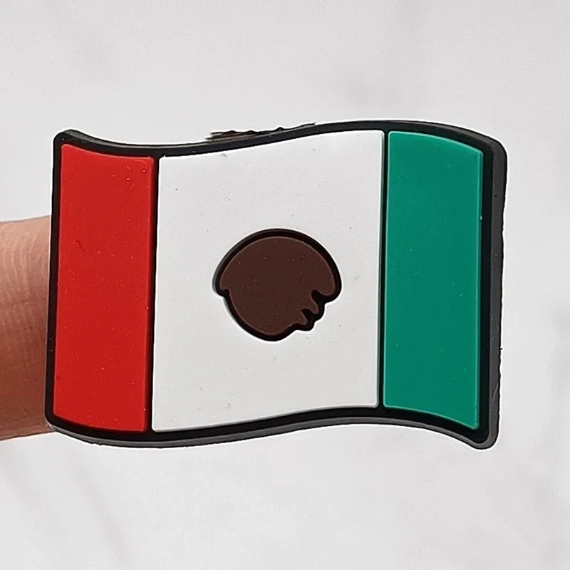 1Pcs Flag Icon PVC Shoe Charms - Decorative Sandals Accessories for Clogs & Buckle Shoes - Fun Kids Party Favors & Gift Ideas - Perfect for Beach Outfits, Summer Fashion & Costume Parties