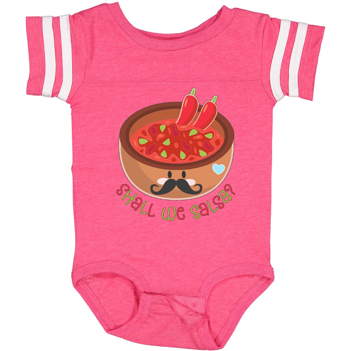 Inktastic Shall We Salsa Bowl of Dip with Mustache Baby Bodysuit - Funny Mustache Design for Infants - Perfect for Parties, Baby Showers & Family Gatherings