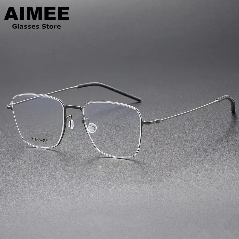 Aimee Unisex Full Rim Square Screwless Titanium Eyeglasses 45506 - Lightweight Durable Frame for Work, Reading & Everyday Use