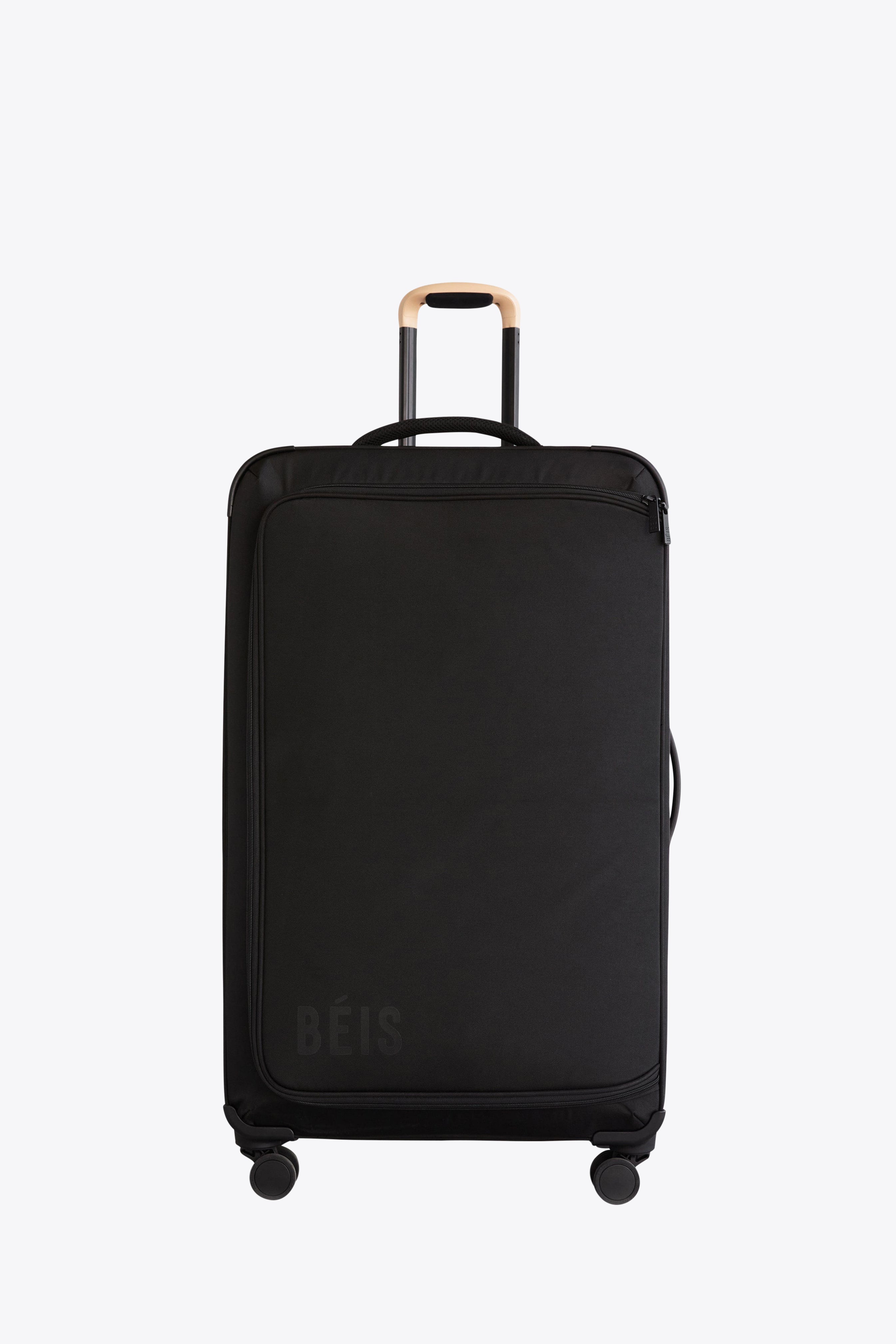 Soft Sided Collapsible Check In Roller Luggage - Black Expandable Carry On Suitcase for Travel, Business Trips & Weekend Getaways