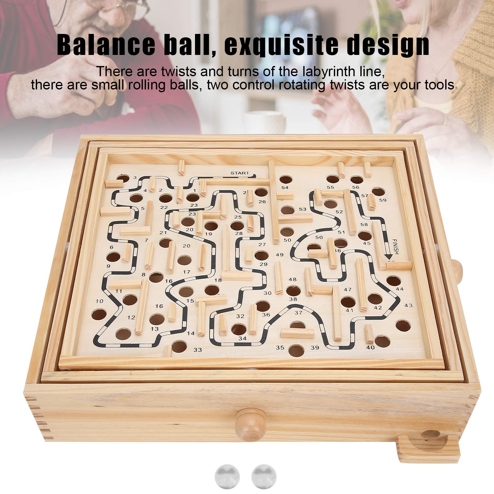 Wooden Maze Puzzle Toy for Kids & Adults - Brain Game for Dementia & Learning