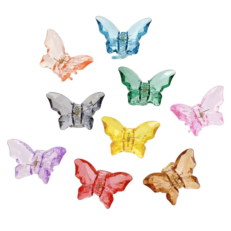 **Ayushicreationa Crystal Butterfly Hair Clips for Women & Girls - Transparent Mini Claw Clutcher Hair Accessories (Multicolor, Pack of 6) | Perfect for Weddings, Parties & Everyday Styling**