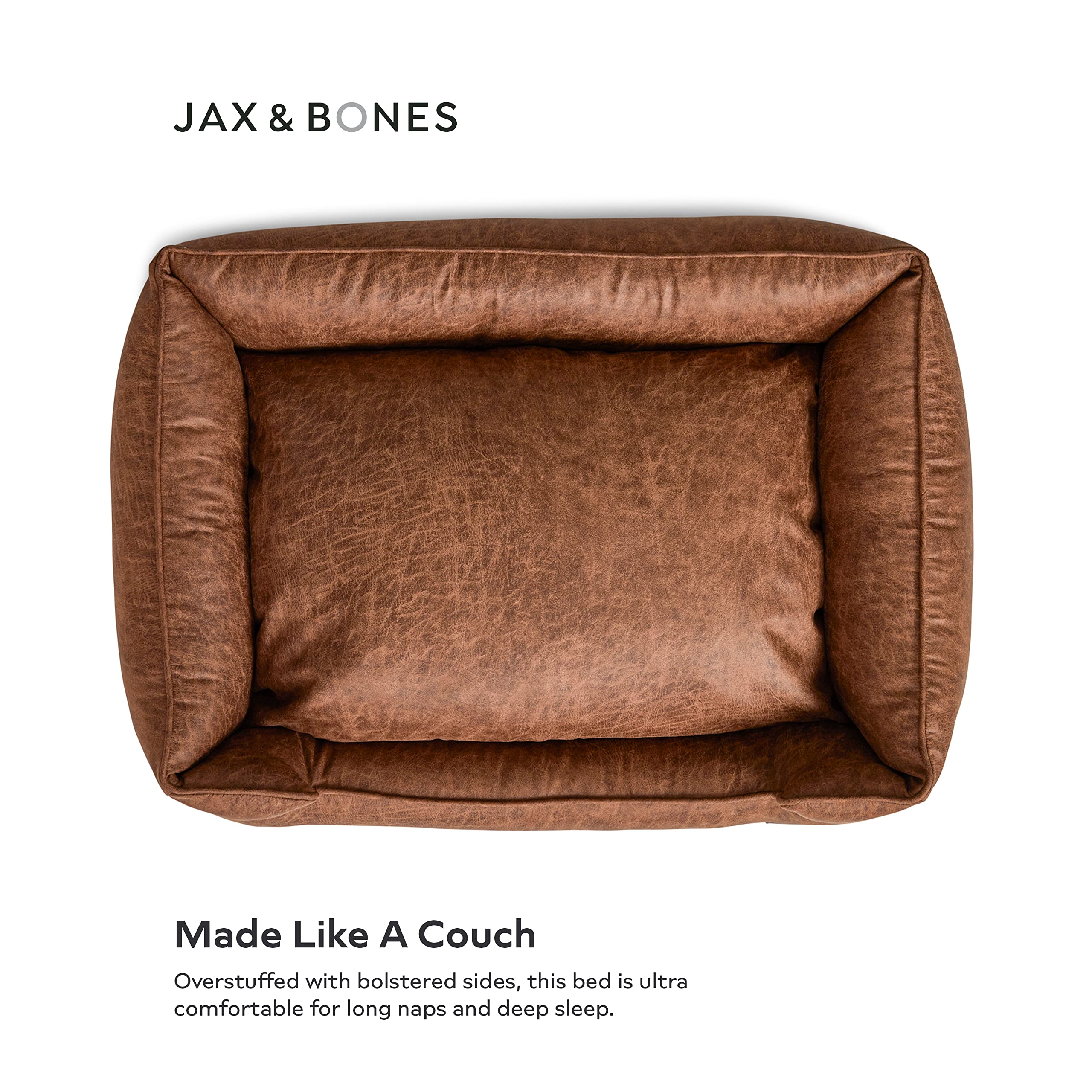 Jax & Bones Machine Washable Dog Bed with Heavy Duty Bolstered Sides - Medium Grey Pet Mat (32