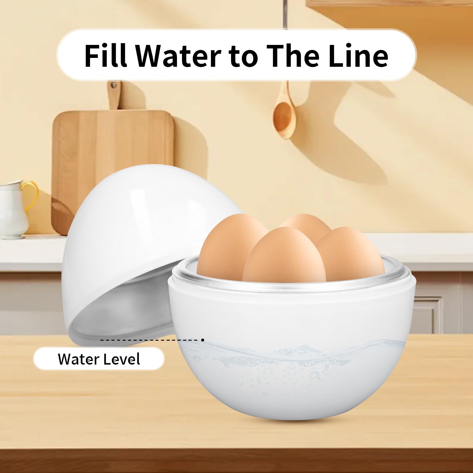 Microwave Egg Cooker - 4 Egg Capacity, Quick & Easy Egg Boiler with Compact Design - Perfect for Breakfast Meal Prep, Home Kitchen & Office Use