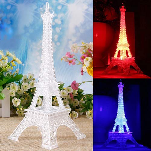 Baost LED Light Up Eiffel Tower Lamp - Color Changing Night Light for Kids Room, Birthday Cake Topper & Home Decor - Perfect Bedside Lamp, Gift Idea for Girls & Boys (Random Color)