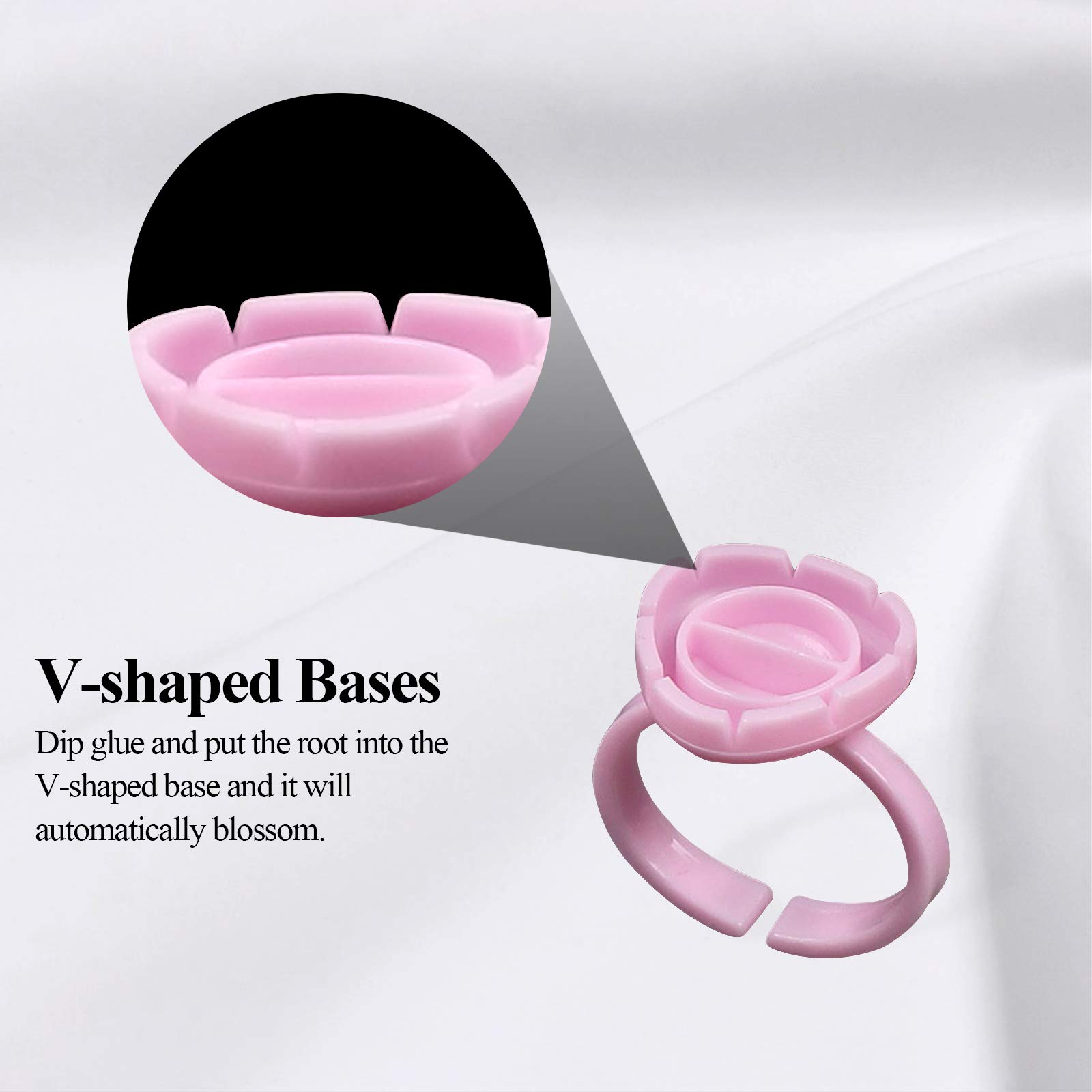 Fenshine Disposable Eyelash Glue Holder Ring Cups - Quick Blossom Lash Extension Tools for Volume Lashes | Perfect for Professional & Home Use in Salons, DIY Beauty, and Makeup Artists