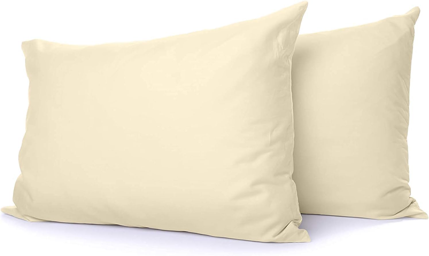 Premium 100% Natural Cotton Queen Pillowcases Set of 2 - 600 Thread Count, Ivory, 20