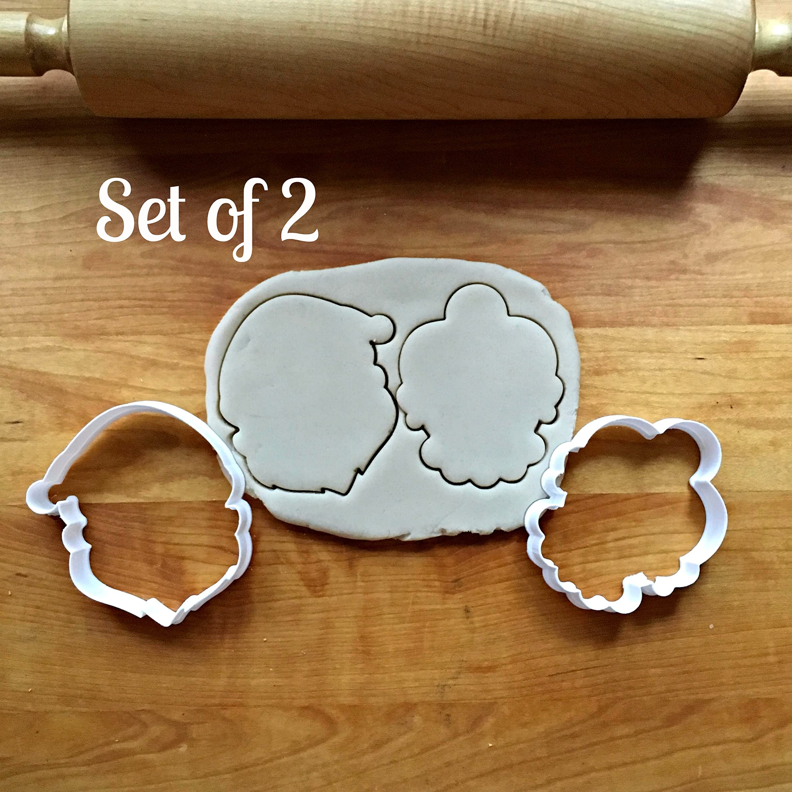 Sweet Prints Inc Set of 2 Santa and Mrs. Claus Cookie Cutters - 3.5 Inch Christmas Baking Tools, Dishwasher Safe Stainless Steel - Perfect for Holiday Cookies, Gingerbread Men, and Festive Desserts