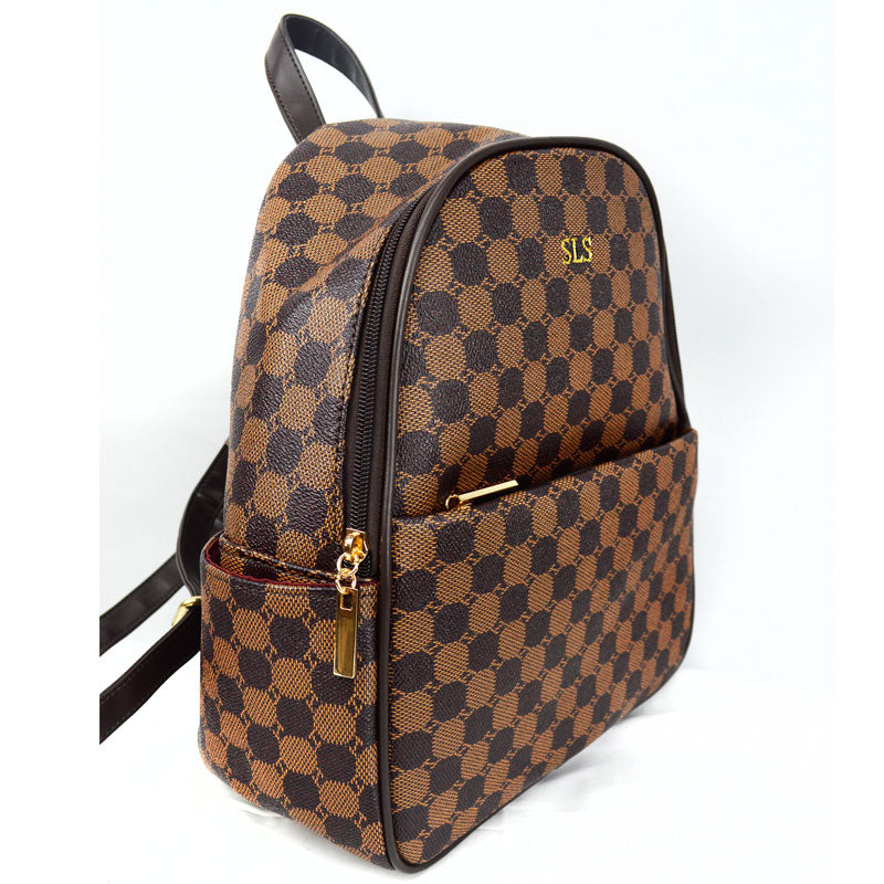 Carnaby Of London Augusta Embossed Initial Backpack - Stylish Leather Backpack for Women, Monogrammed School Bag & Travel Laptop Backpack - Perfect for Work, College & Daily Commute