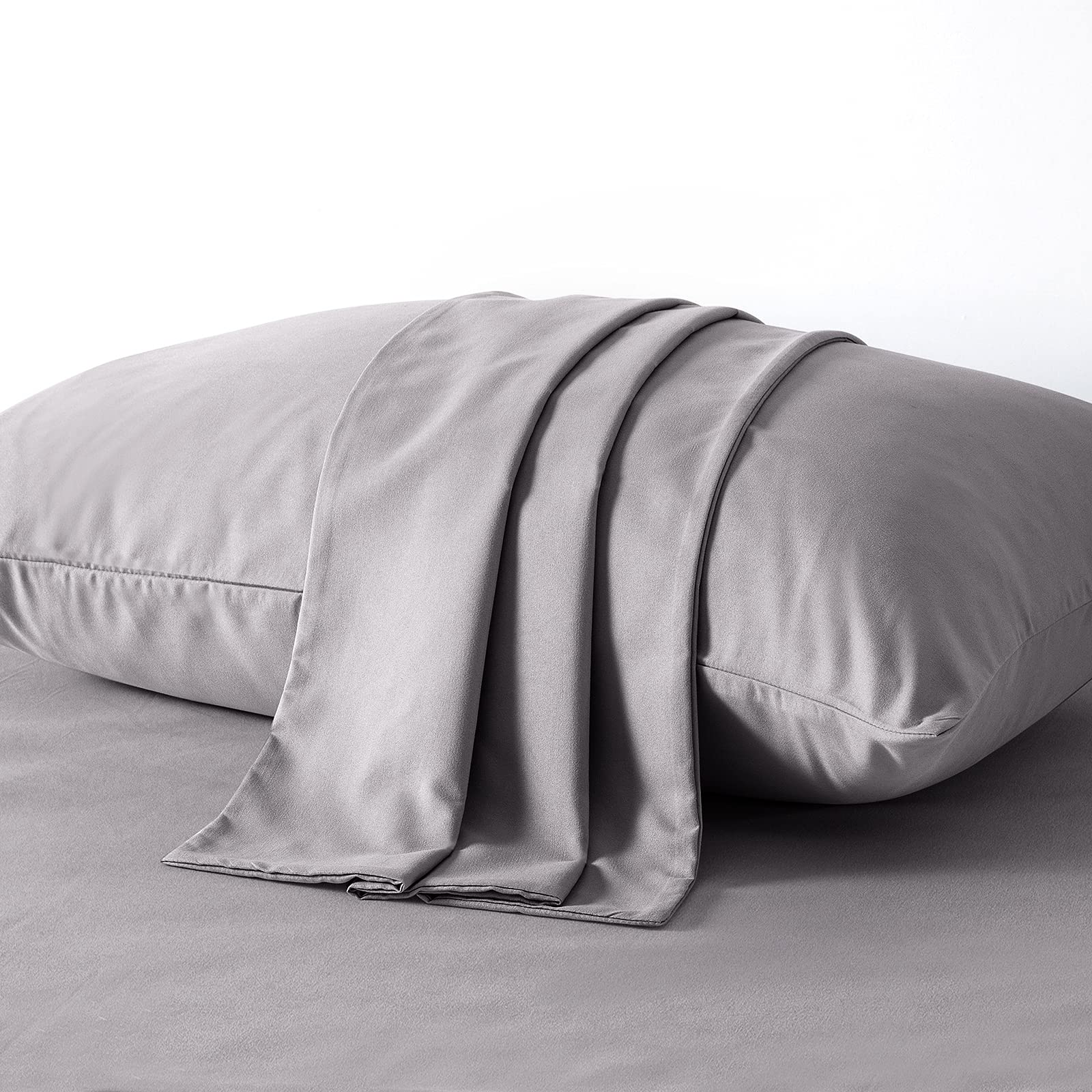 KKJIAF 2 Pack King Size Pillowcases - 1800 Thread Count Microfiber Pillow Covers with Envelope Closure, 20x36 Inches, Ultra Soft & Wrinkle Resistant (Dark Grey) - Perfect for Bedroom, Hotel, Travel & Home Decor