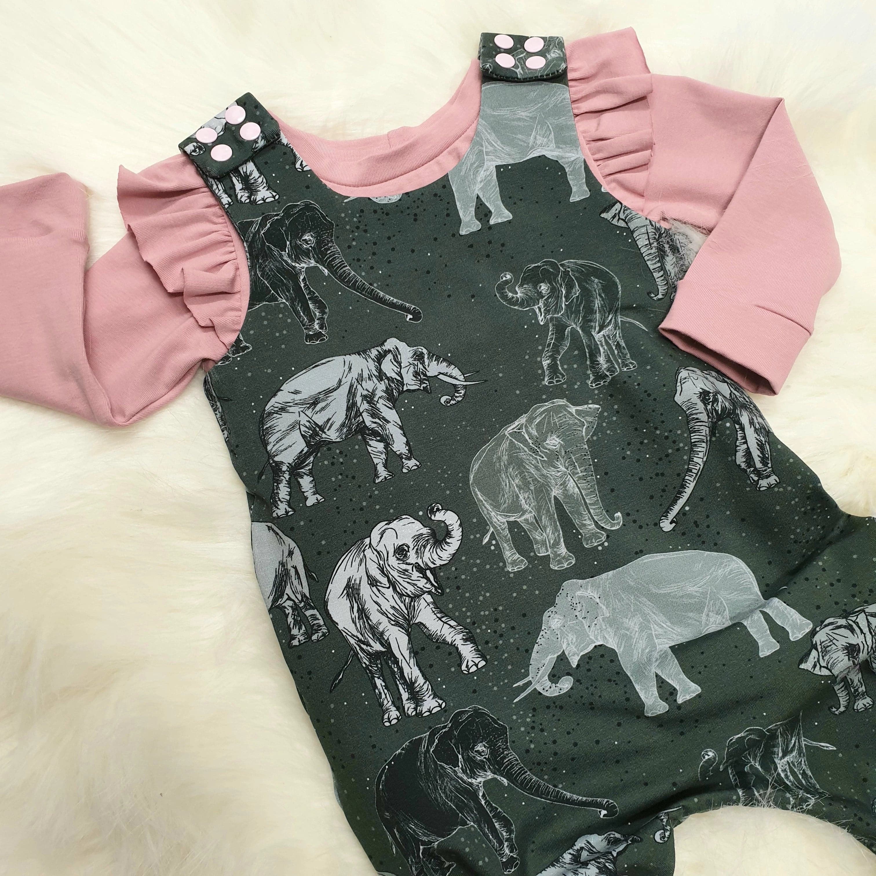 Organic Cotton Baby & Toddler Dungarees with Cute Elephant Design - Soft, Comfortable Overalls for Playtime, Daycare & Outdoor Adventures