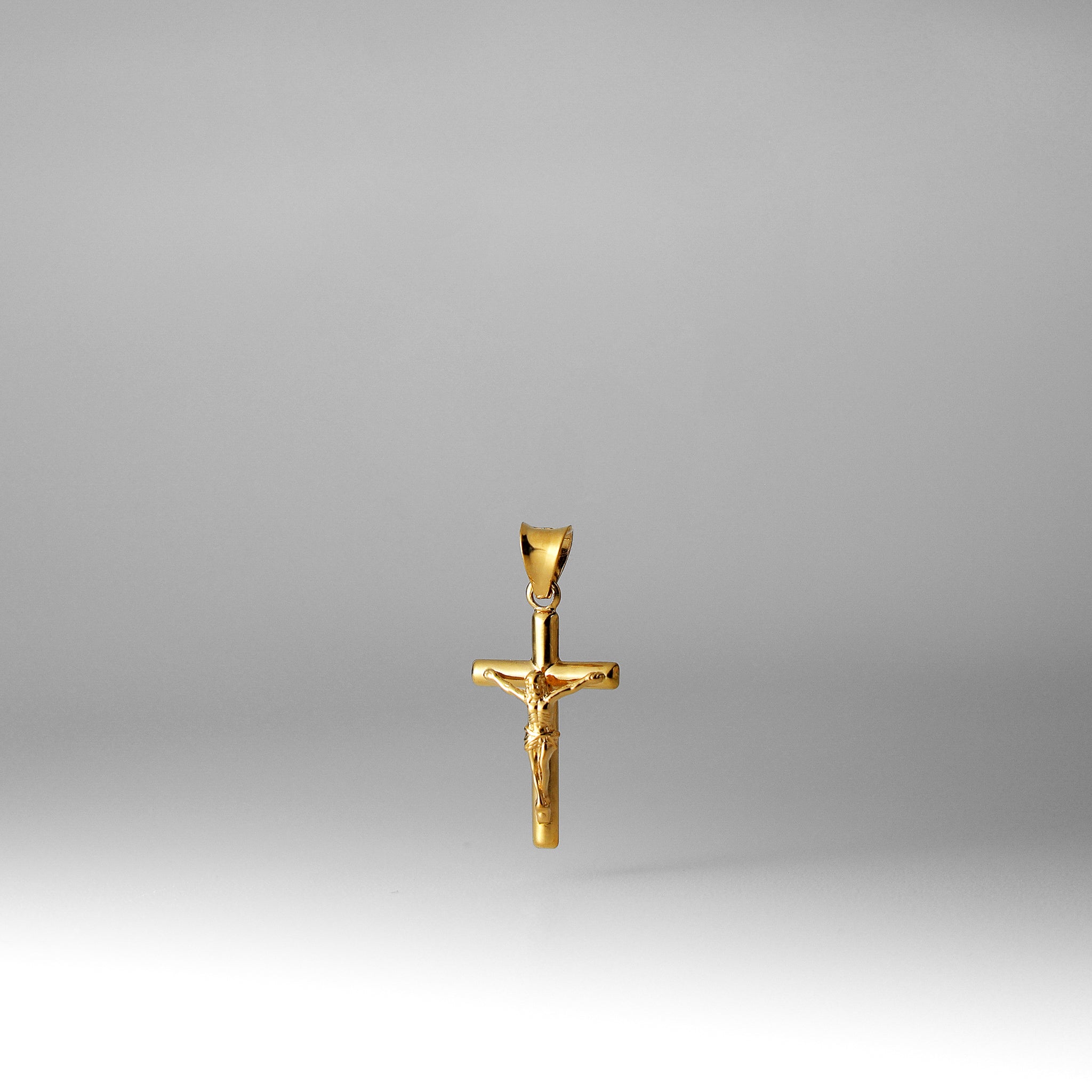 14K Gold Small Tube Cross Pendant - Religious Jewelry for Men & Women - Perfect for Baptism, First Communion & Everyday Wear