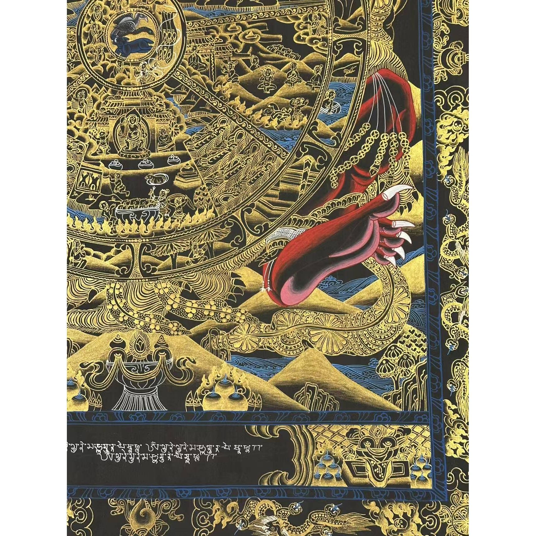 Authentic Wheel of Life Thangka - Handmade Tibetan Buddhist Artwork for Meditation & Home Decor | Perfect for Yoga Studios, Spiritual Spaces & Gift Giving