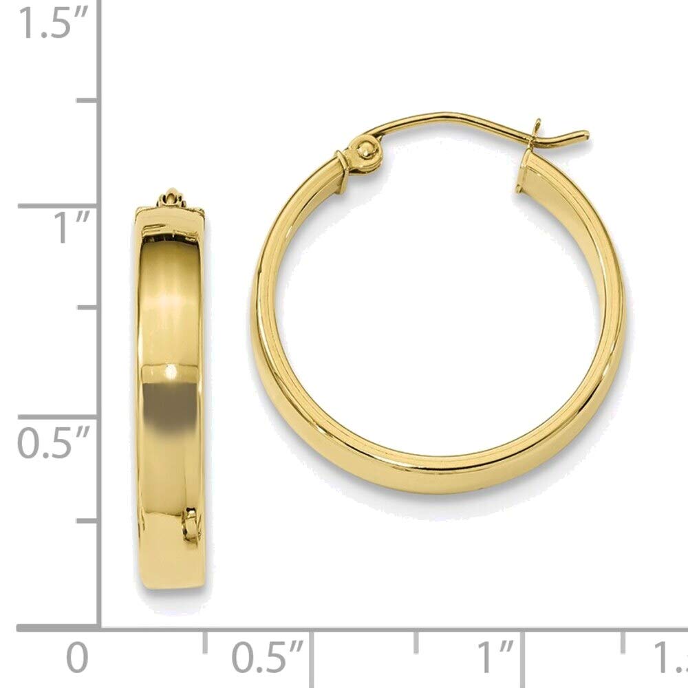 10K Yellow Gold Polished Hoop Earrings for Women - Classic Elegant Jewelry Gift for Everyday Wear, Parties & Special Occasions