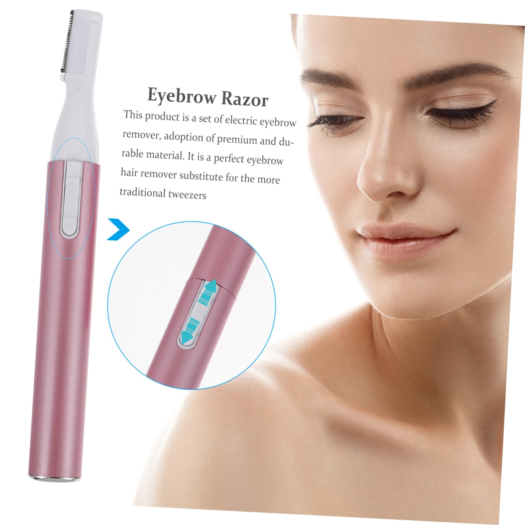 NOLITOY Electric Eyebrow Trimmer & Shaver - Painless Hair Removal for Eyebrows, Face, Body & Nose - Portable Epilator for Women & Men - Rechargeable Aluminum Pink Grooming Tool - Perfect for Travel, Home & Salon Use