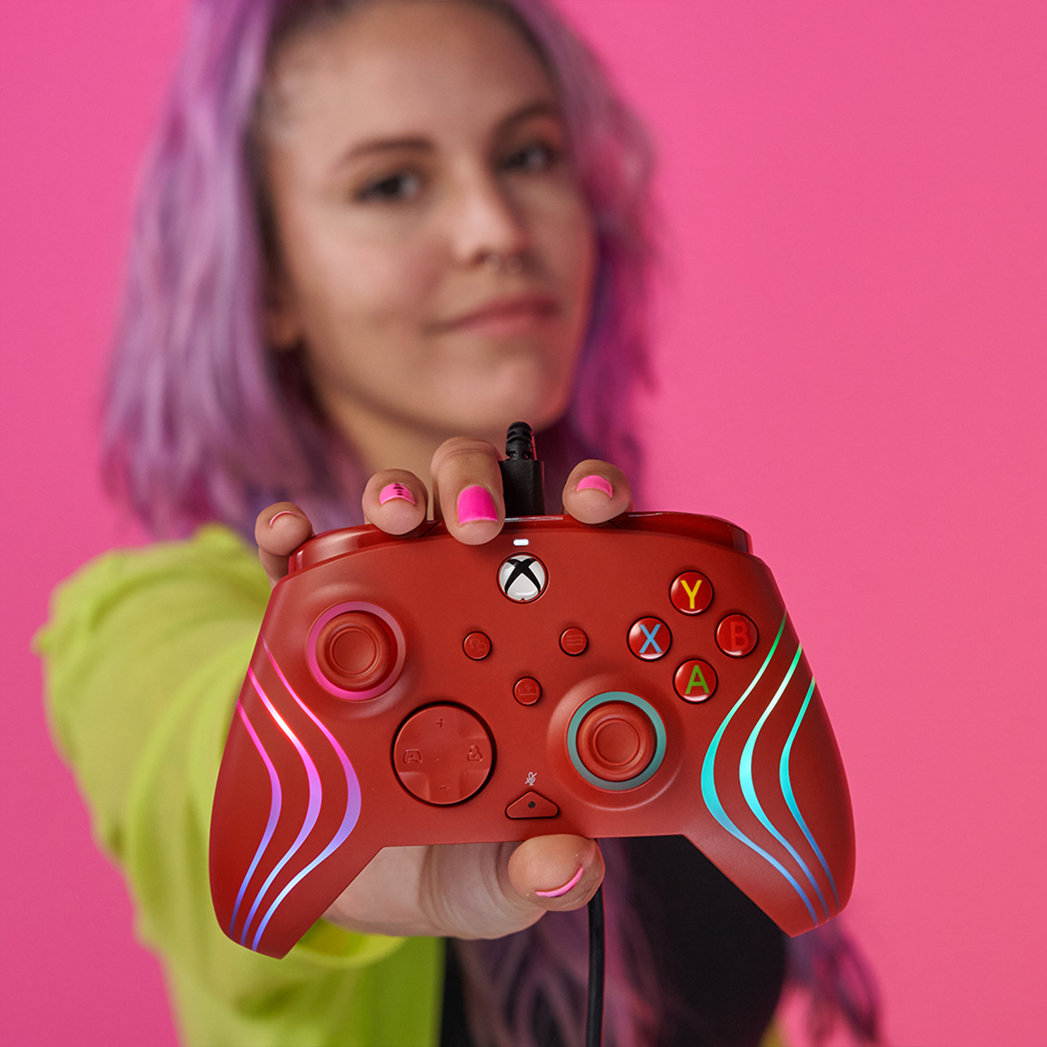 Red Afterglow Wave Wired Gaming Controller for Xbox Series X|S & PC - Ergonomic Design with Customizable Buttons for FPS, Racing & Action Games