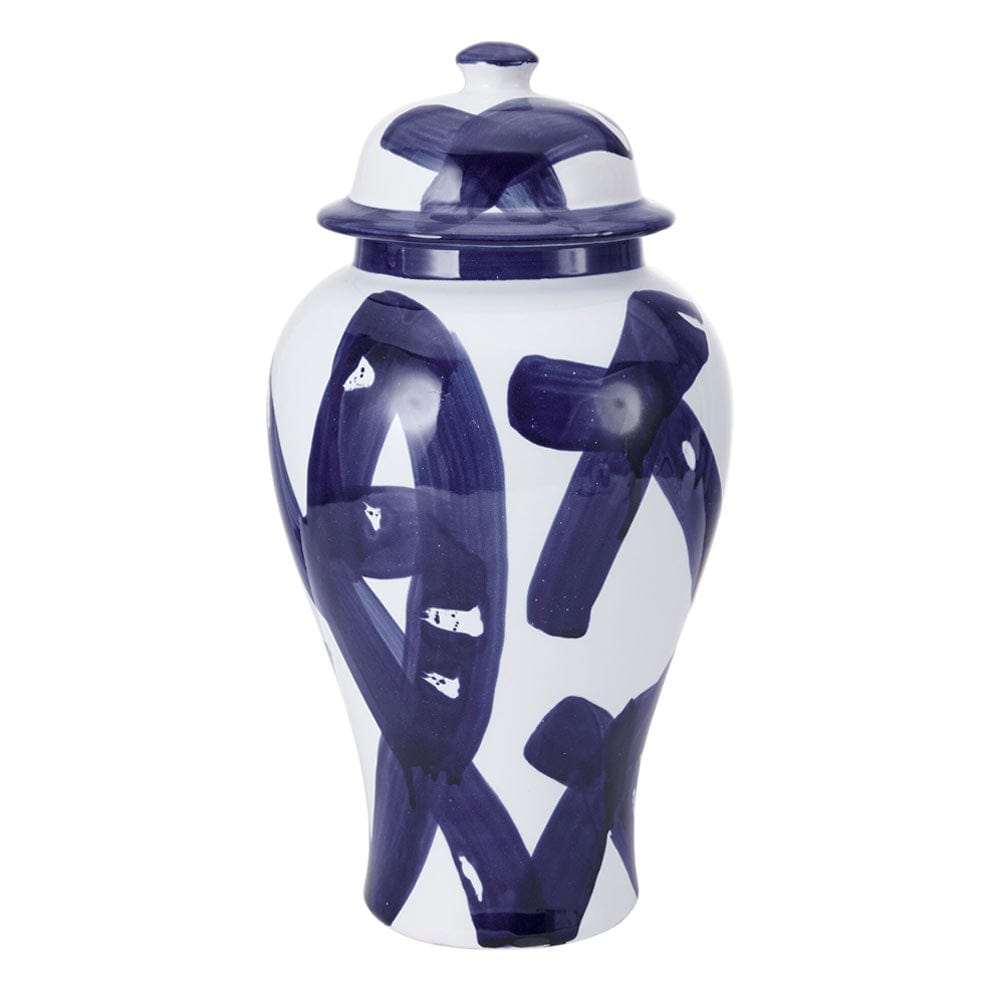 Handmade Paint Stroke Decorative Ceramic Canister Vase - Modern Boho Home Decor for Living Room, Bedroom & Office Centerpiece