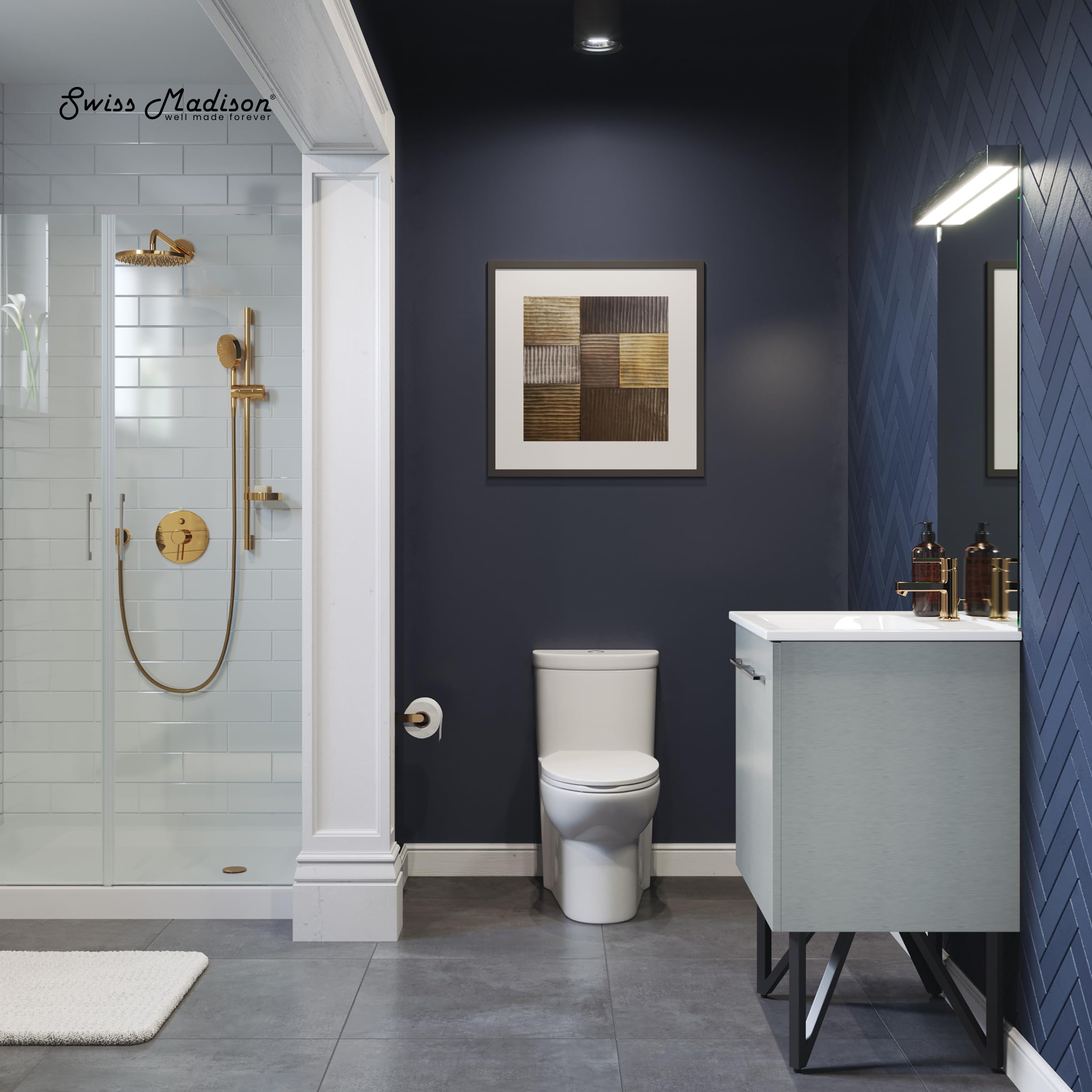 Swiss Madison SM-1T205 Sublime One Piece Elongated Toilet - Dual Flush 0.8/1.28 GPF, Water Efficient, Glossy White - Perfect for Modern Bathrooms & Eco-Friendly Homes
