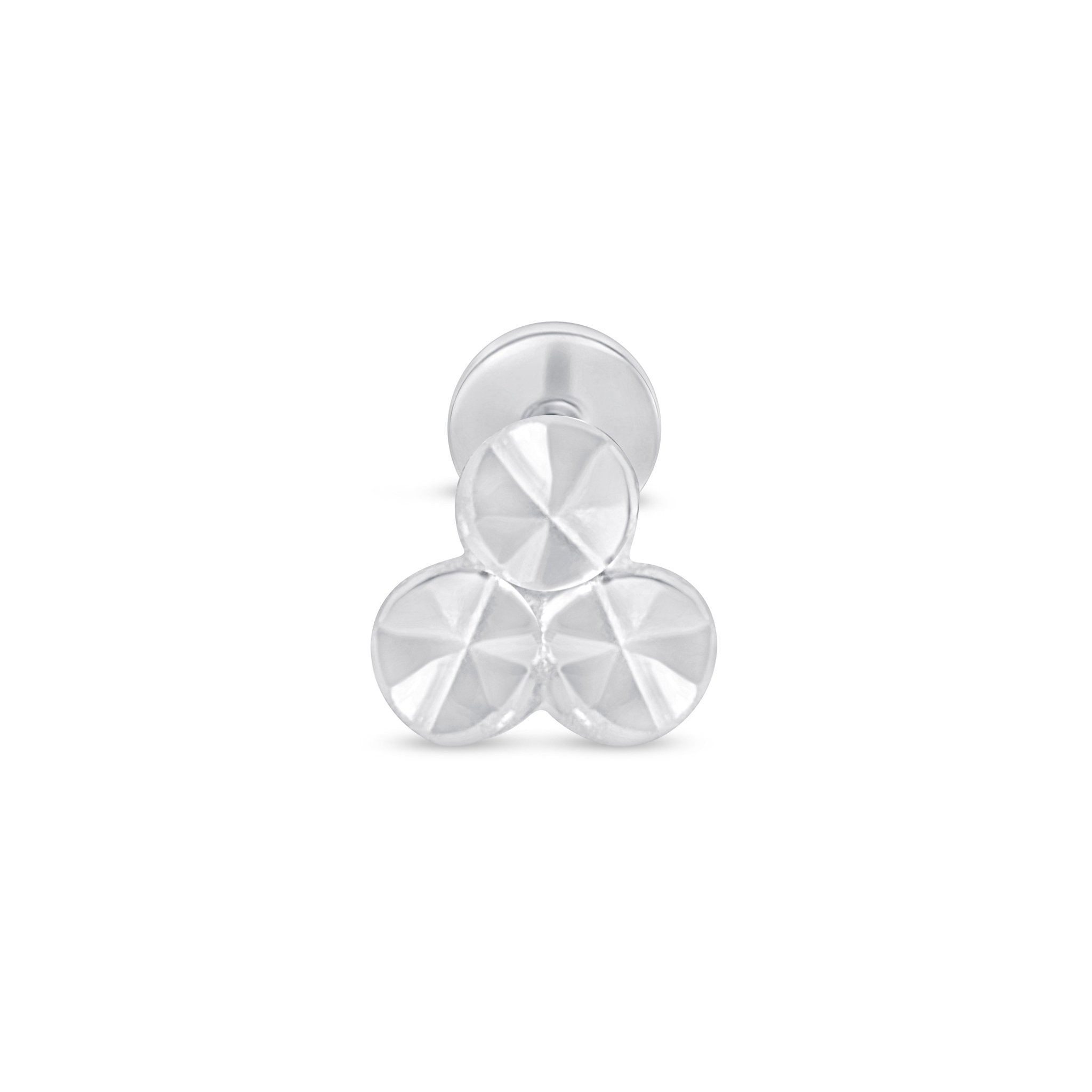 14K White Gold Diamond Cut Trinity Flat Back Stud Earrings for Women - Perfect for Everyday Wear, Parties & Special Occasions
