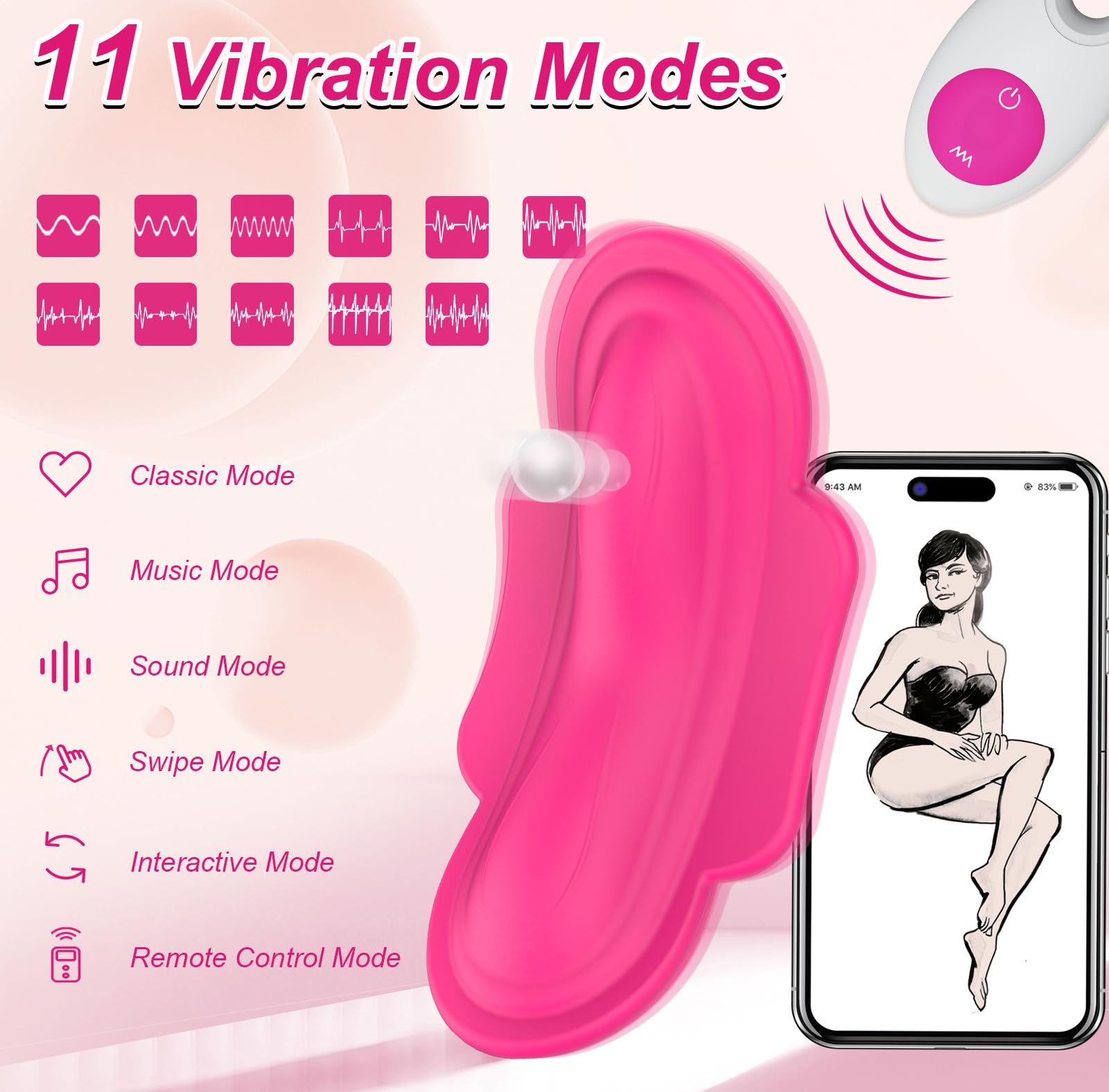 Remote Control Vibrating Panty Sex Toy for Women & Couples - APP Controlled Mini Egg Bullet, Clitoral & G-Spot Stimulator with Butterfly & Tongue Licking Modes - Perfect for Discreet Public Play, Couples Foreplay & Solo Pleasure