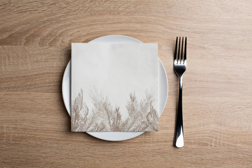 Premium Disposable Paper Cocktail Napkins - 16 Pack (Pampas Design) for Parties, Weddings & Home Entertaining - Eco-Friendly Drink Coasters for Bars, Restaurants & Events