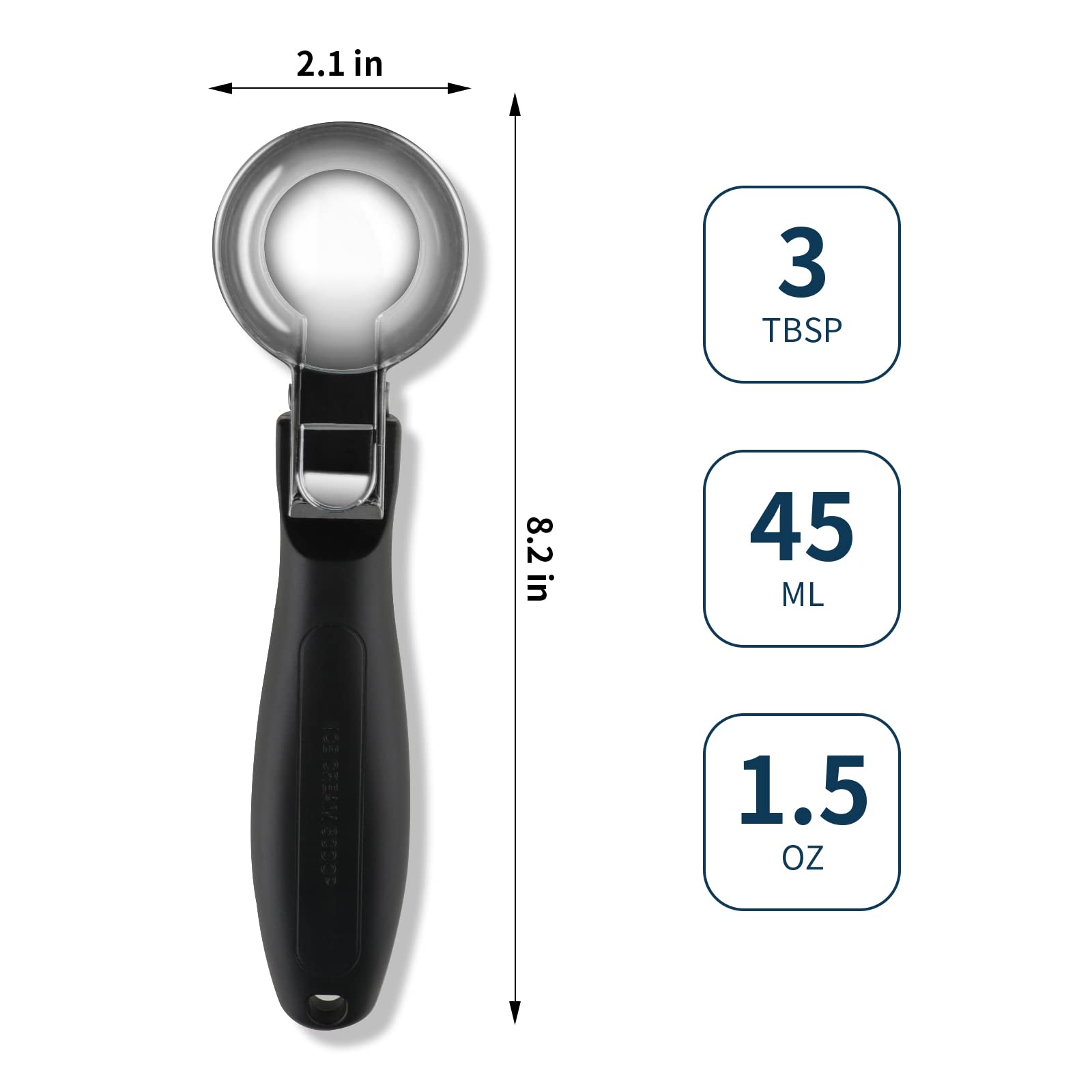Premium Ice Cream Scoop & Cookie Dough Scooper - Heavy Duty Stainless Steel with Ergonomic Soft Grip Handle - Perfect for Baking, Ice Cream Parlors, Home Kitchens (Black) - Ideal for Scooping Ice Cream, Cookie Dough, Cupcakes, Protein Balls & Meatballs