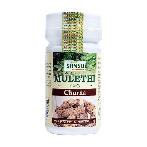 Sansu Mulethi Powder 100g (Pack of 6) - 100% Pure Ayurvedic Licorice Root Powder for Digestion, Cough Relief & Skin Care - Perfect for Herbal Tea, Face Masks & Natural Remedies