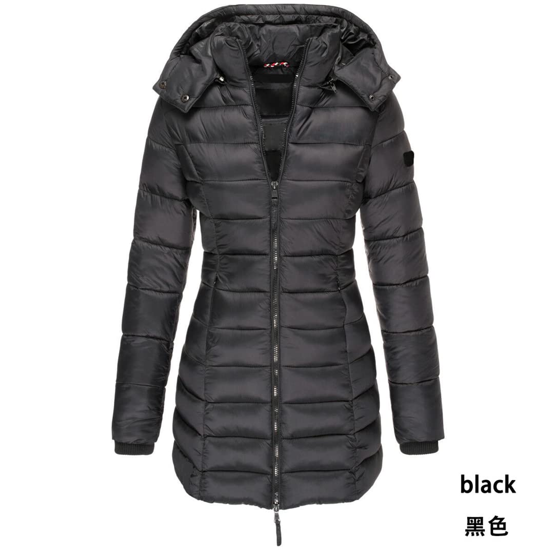 Women's Winter Hooded Down Cotton Coat - Warm Plus Size Parka Jacket for Cold Weather | Korean Fashion Slim Fit Outerwear for Everyday Wear & Outdoor Activities