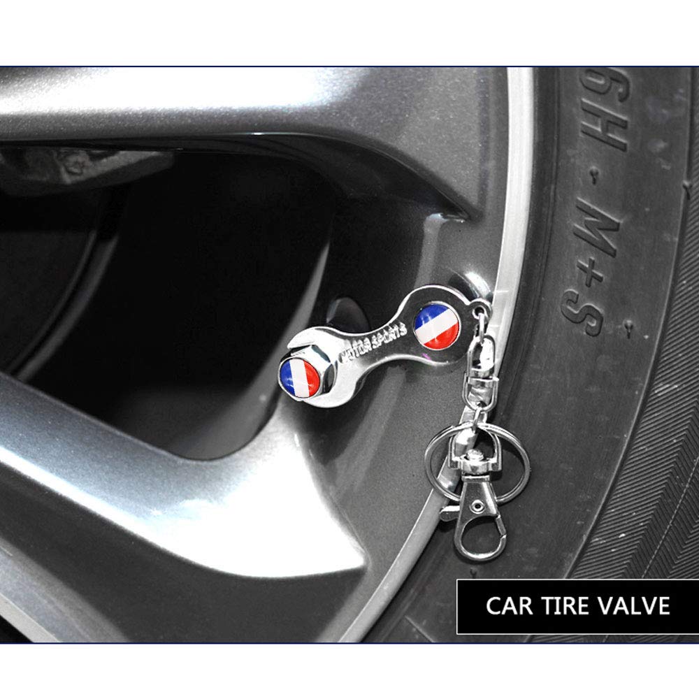 5Pcs/Set Anti-Theft Car Wheel Tire Air Valve Caps with Wrench Keychain - Zinc Alloy Stem Dust Covers for Auto Accessories & Decoration - Perfect for Car Enthusiasts, Birthday Gifts & Vehicle Protection