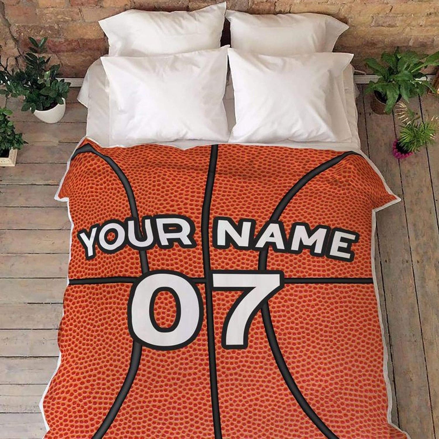 Custom Basketball Blanket with Name & Number - Personalized Sports Gift for Boys - 50