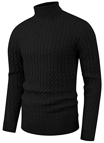 Sailwind Men's Twisted Knit Turtleneck Sweater - Soft Casual Pullover Winter Sweater for Men | Cozy Office Wear & Date Night Outfit