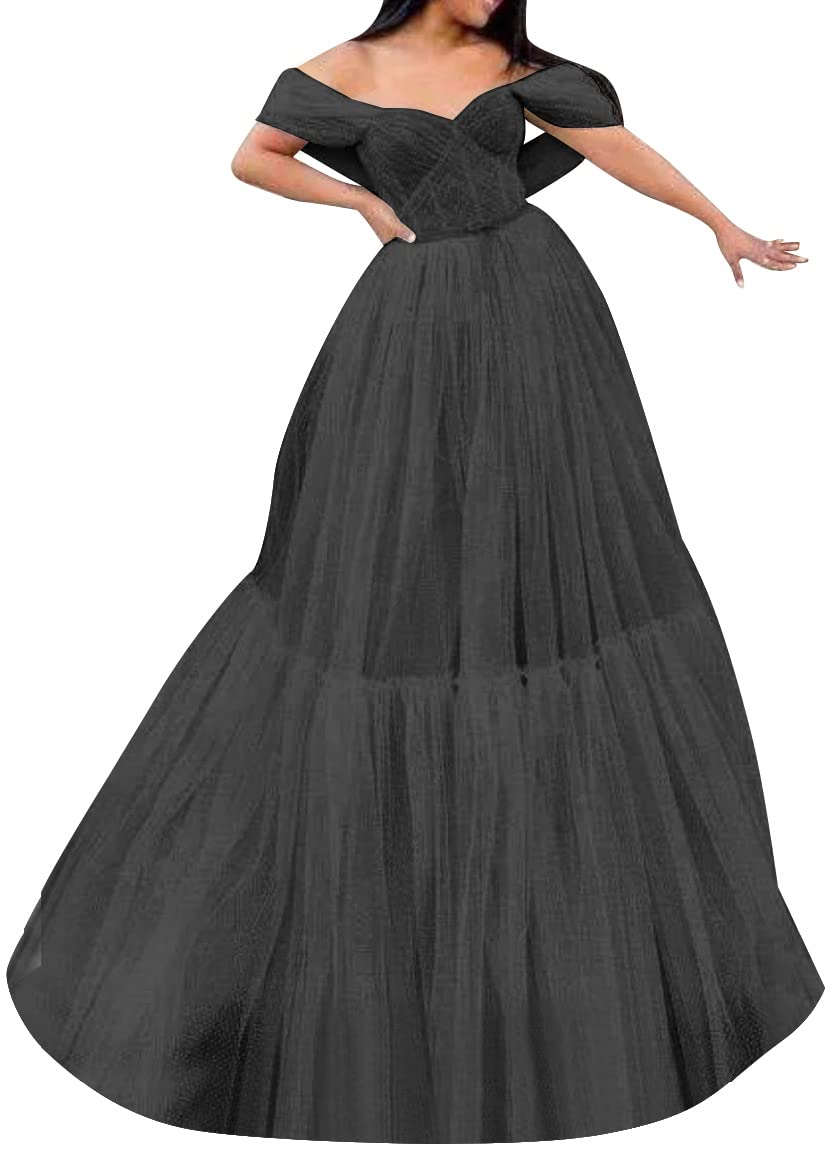 Off The Shoulder Tulle Prom Dresses for Women - Long Ball Gown A-Line Formal Princess Evening Party Gown & Wedding Dress | Perfect for Prom, Homecoming, Quinceañera & Special Occasions