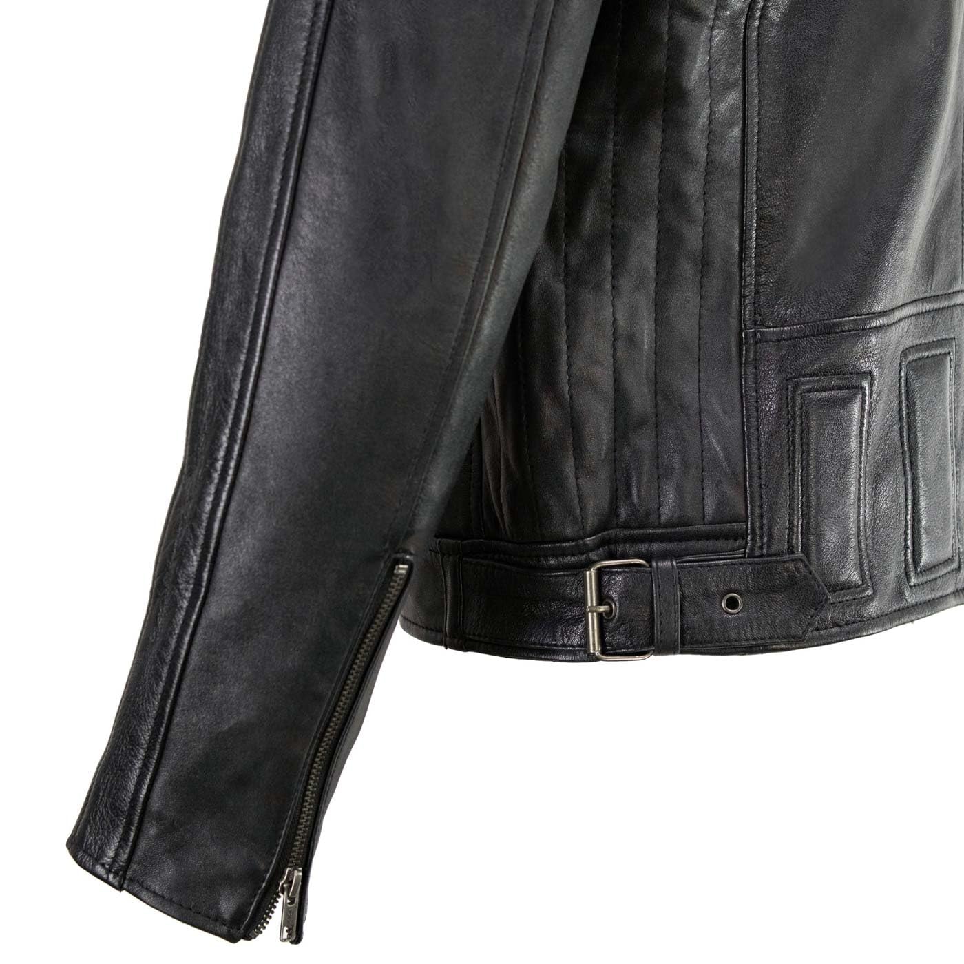 Milwaukee Leather Men's Black Cafe Racer Motorcycle Jacket - Genuine Leather Biker Jacket with Snap Button Collar (SFM1835) - Perfect for Riding, Casual Wear & Urban Fashion