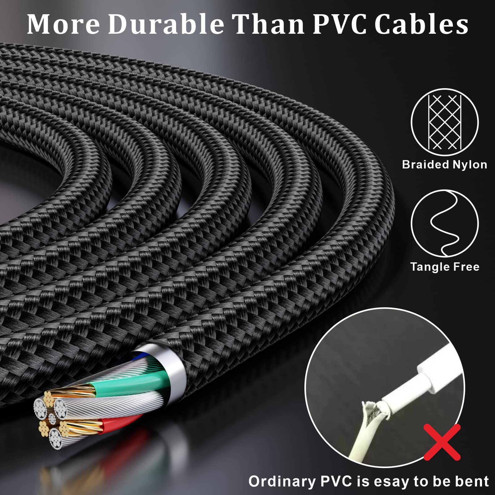 6FT USB 2.0 Extension Cable (4-Pack) - Male to Female USB A Extender Cord for High-Speed Data Transfer - Compatible with VR Headsets, PlayStation, Xbox, Printers, Keyboards & More - Perfect for Gaming Setups & Home Office Workstations
