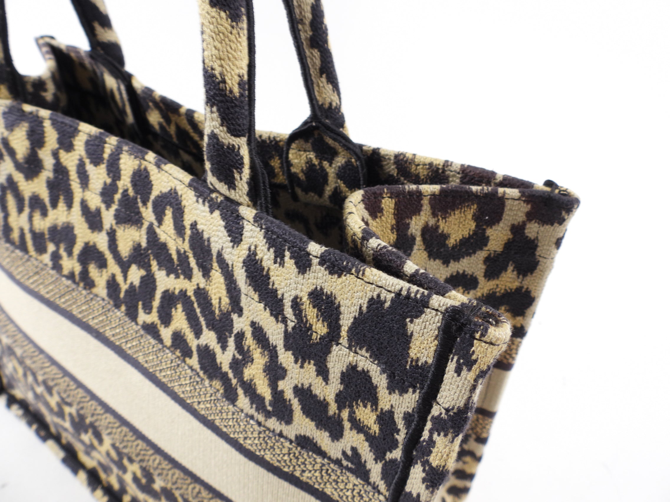 Christian Dior Medium Leopard Print Canvas Book Tote Bag - Stylish Designer Handbag for Women, Work, Travel & Everyday Use