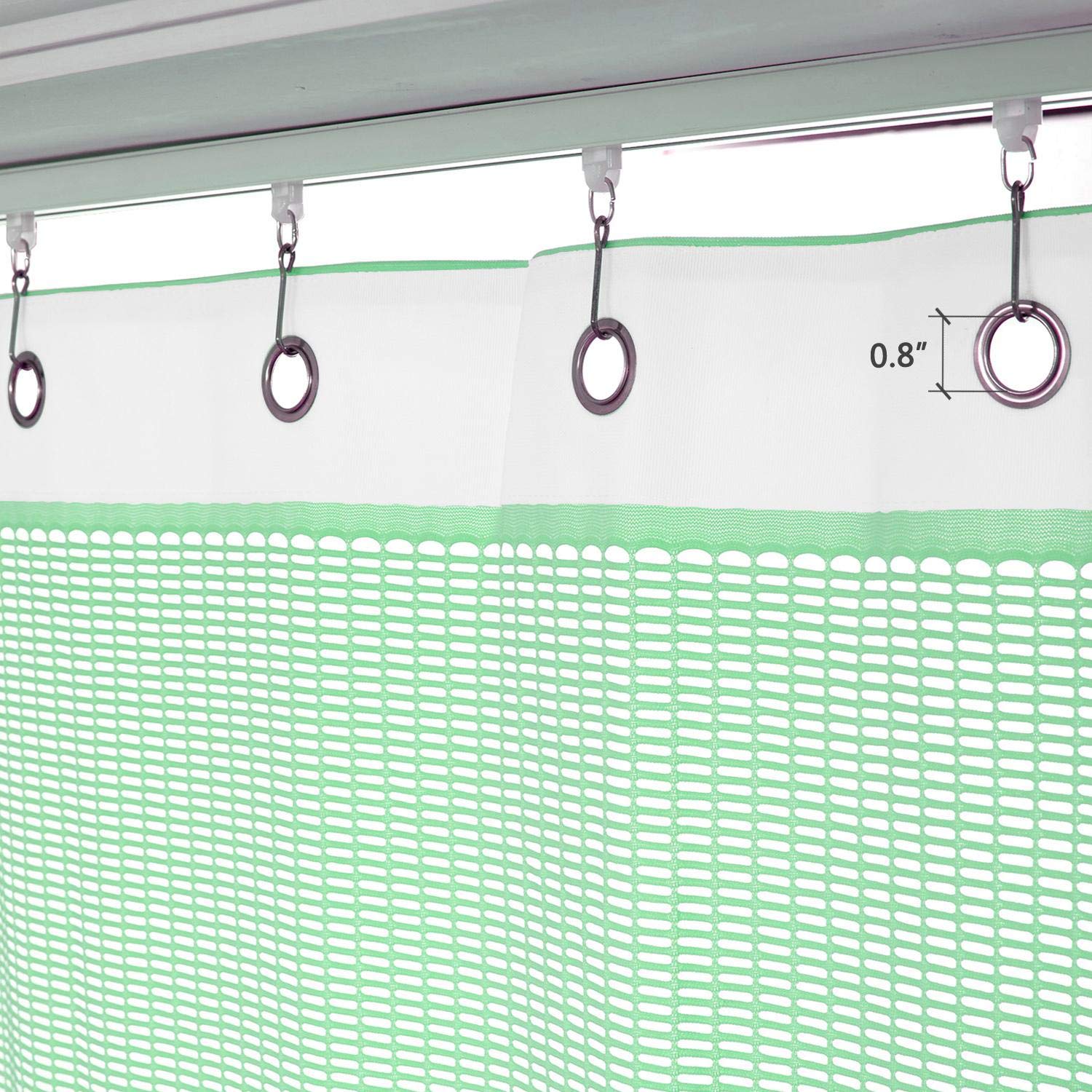 Cololeaf 10ft Wide x 8ft Tall Nickel Grommet Medical Privacy Curtain - Flexible Hospital & Clinic Room Divider for High Ceilings - Green Customizable Curved Decorative Curtain for Labs, Patient Rooms & Healthcare Facilities