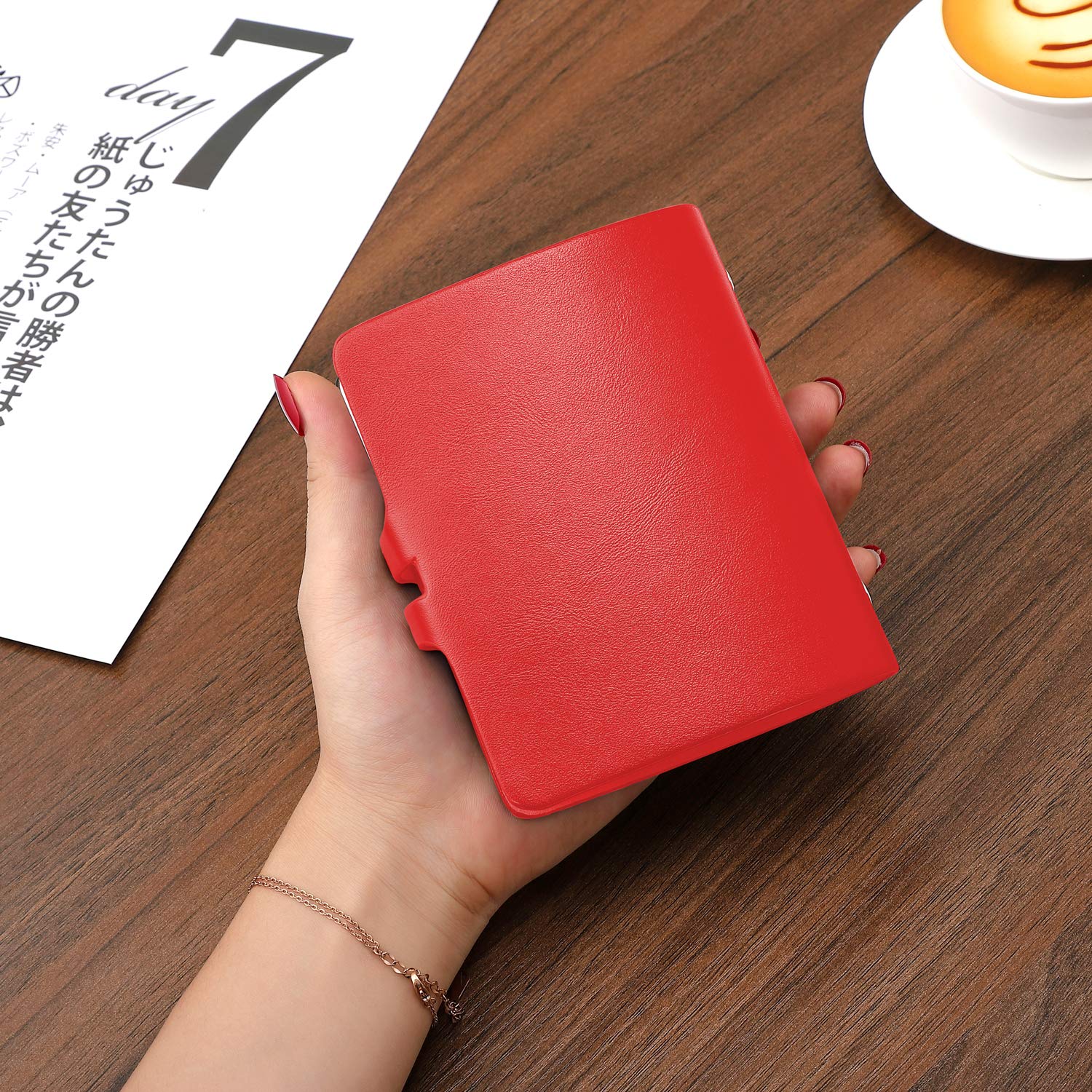 RFID Blocking Leather Credit Card Holder & Business Card Organizer - 60 Card Capacity, Slim Wallet for Men & Women (Red) - Perfect for Travel, Business & Everyday Use