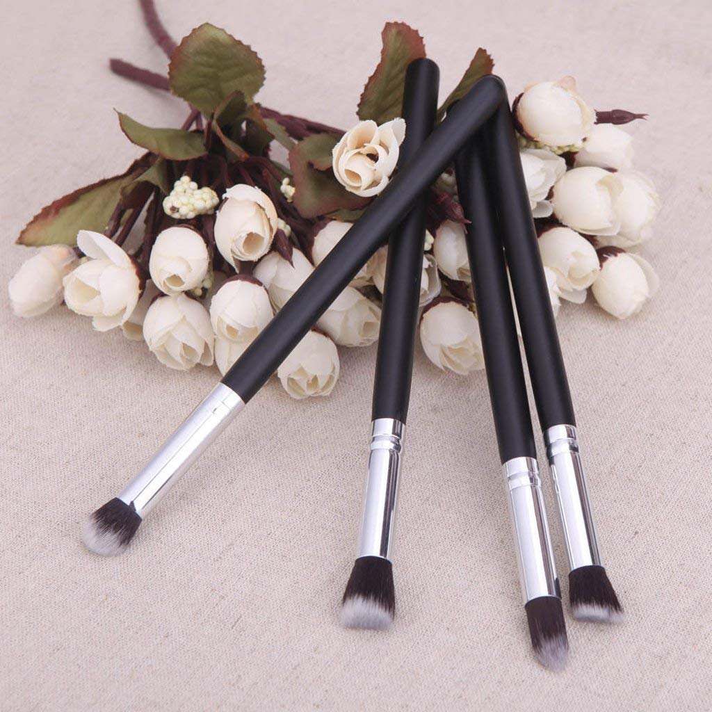 CARAPACE Soft Horse Bristle Black Pencil Brushes - 4 Piece Makeup Brush Set for Eyeshadow, Foundation & Blending | Professional Cosmetic Tools for Makeup Artists & Beginners (Perfect for Daily Use, Travel & Professional Makeup Kits)