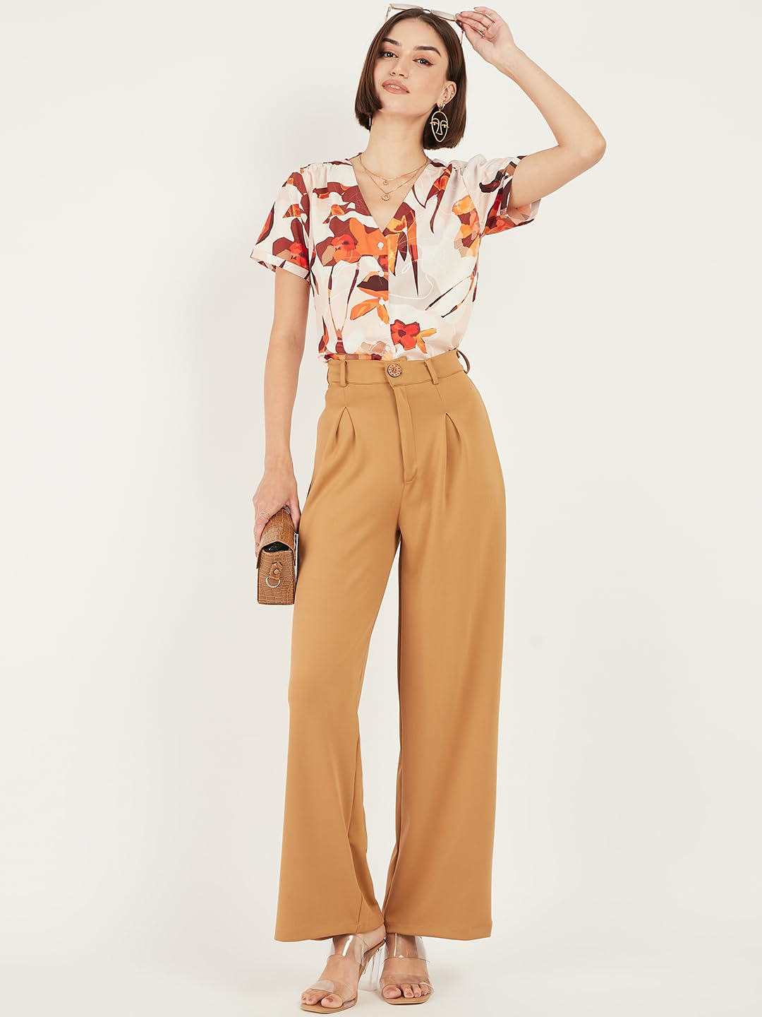 ALL YOURS Women's Satin Shirt Blouse - Elegant Floral Print Office Wear Tops for Work & Casual Outfits | Perfect for Business Meetings, Date Nights & Spring Fashion