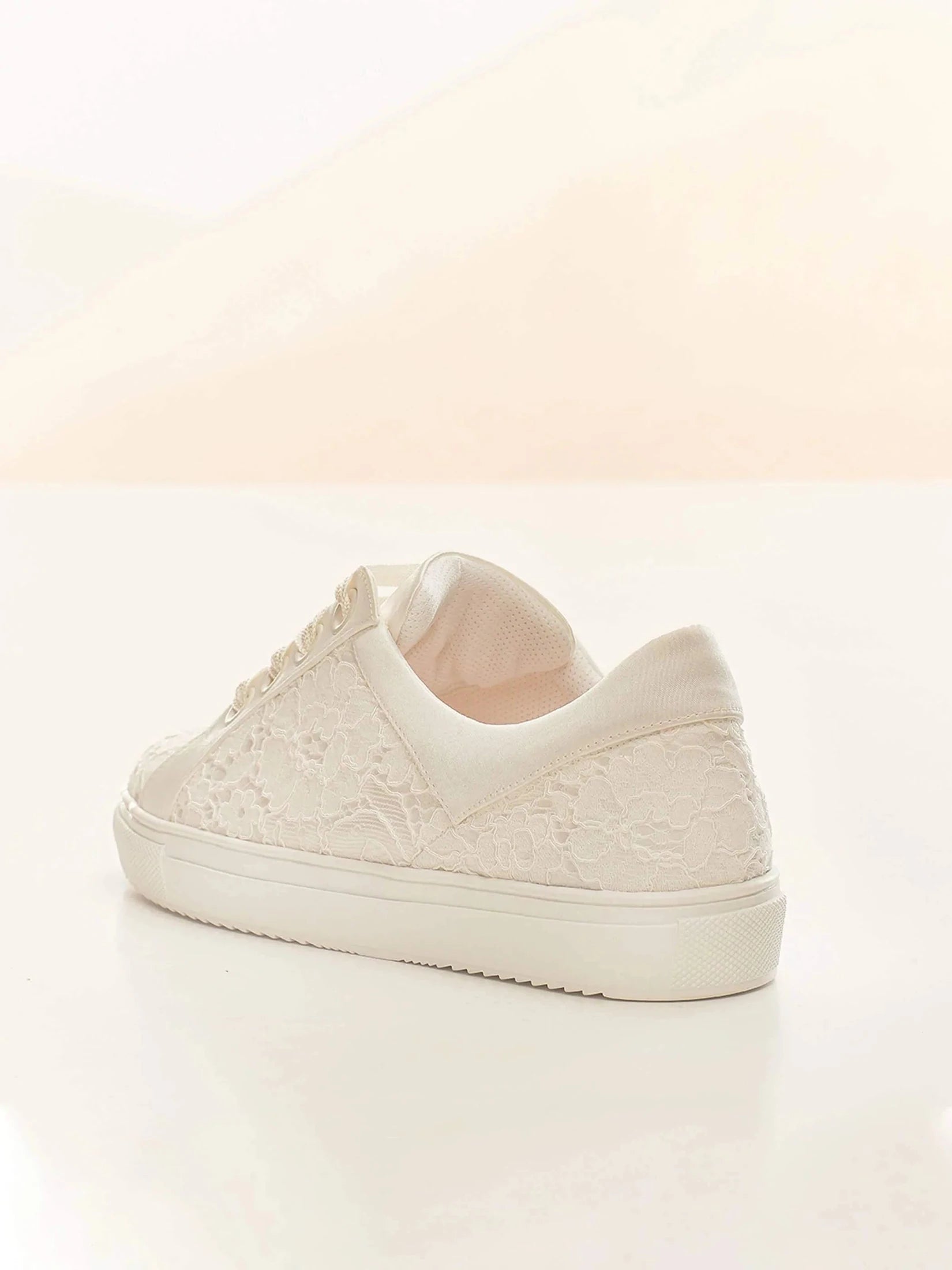 Ivory Satin and Lace Bridal Sneakers - ZOE | Comfortable Wedding Shoes for Bride, Bridesmaids & Reception | Perfect for Outdoor Weddings, Beach Ceremonies & Dancing All Night