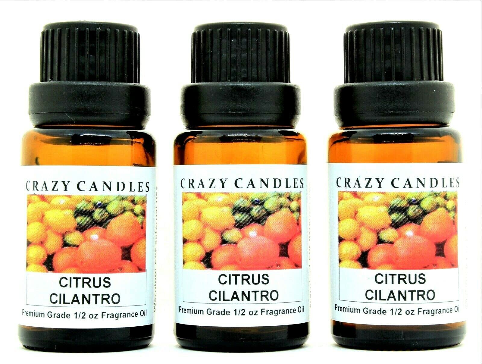 Premium Citrus & Cilantro Scented Fragrance Oil - 3 Pack (1/2 Fl Oz/15ml Each) - Aromatherapy, Diffuser, Candle Making, Soap & DIY Crafts - 100% Natural Essential Oils for Home & Spa Relaxation