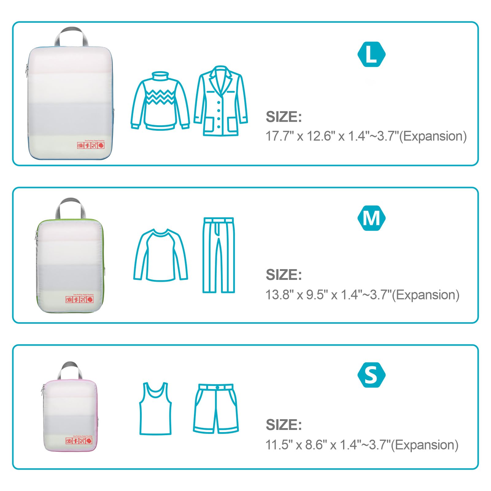 Cambond Compression Packing Cubes Set - 4-Piece Travel Organizer for Suitcases & Carry-On Luggage | Space-Saving Travel Essentials for Women & Men | Perfect for Business Trips, Vacations & Weekend Getaways