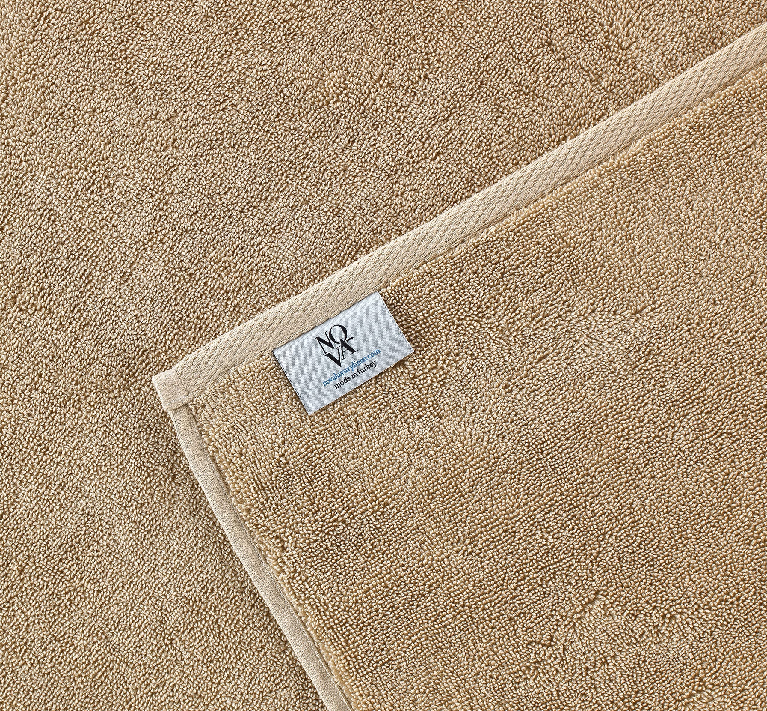 Premium Luxury Linen Turkish Towel Set - 4pc Hotel Quality Bath Towels in Warm Sand Beige for Spa, Beach & Bathroom | Soft & Absorbent Cotton Towel Set