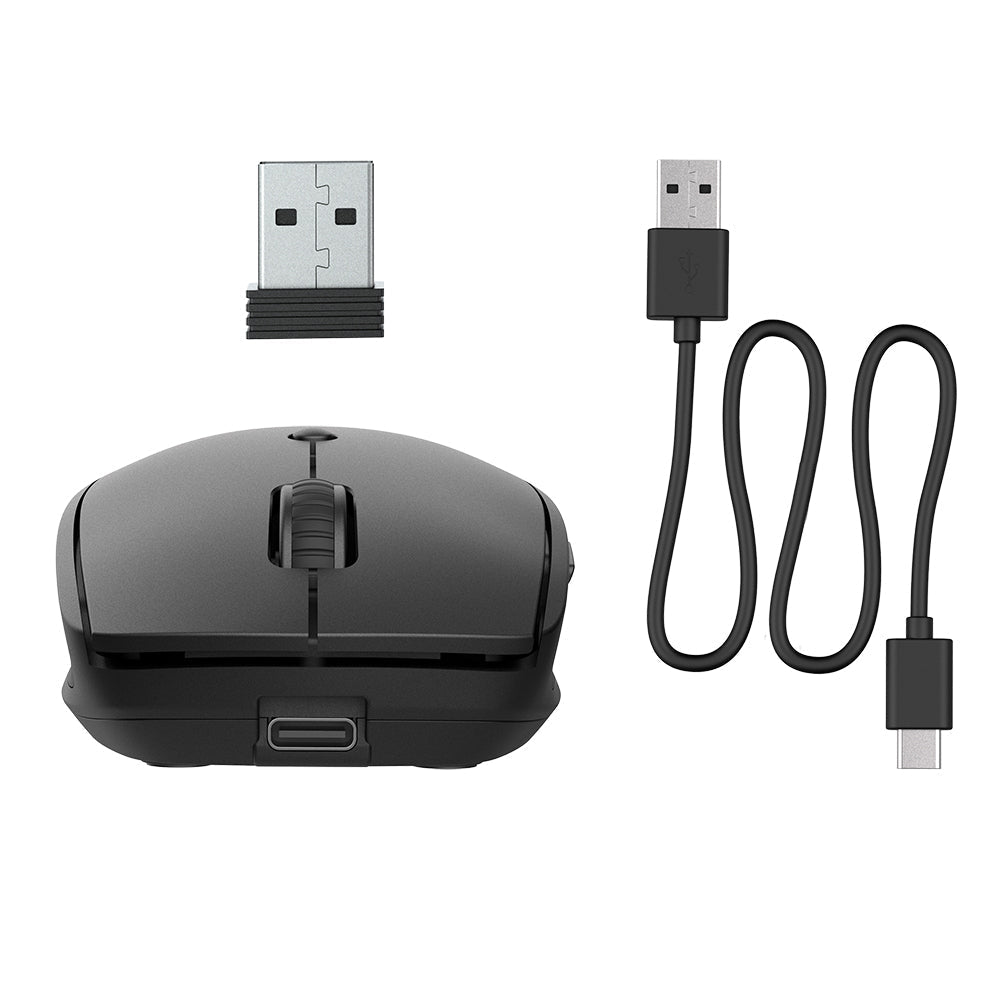 GO Charge Wireless Mouse - Rechargeable Bluetooth Mouse with Silent Click, 2400 DPI, 30ft Range - Perfect for Office, Home, Gaming & Travel (Black)