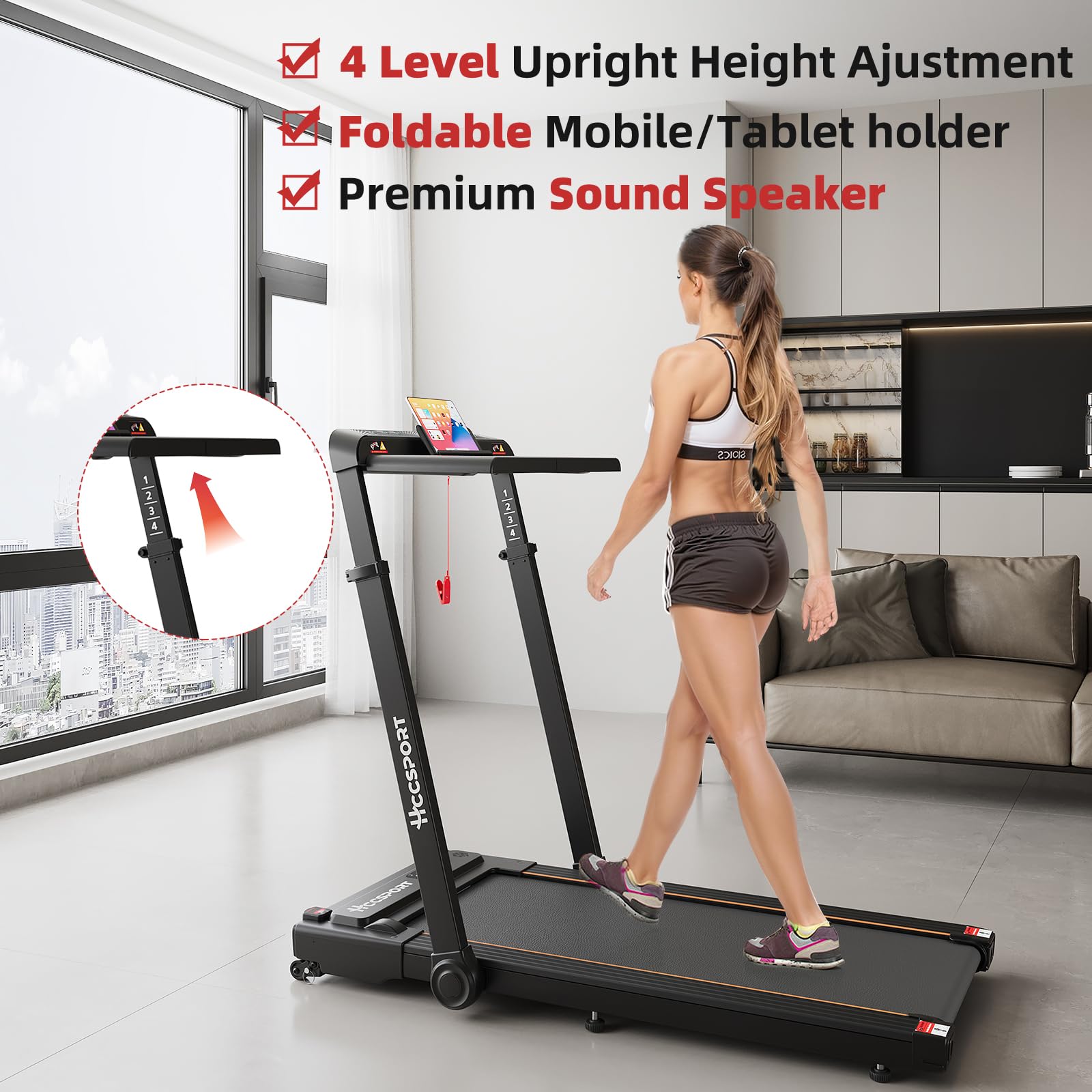 3 in 1 Under Desk Treadmill with Incline - Foldable Walking Pad with Removable Workstation, 3.5HP Compact Treadmill for Home & Small Office - Wristband Remote Control - Perfect for Work from Home, Exercise While Working, and Small Space Fitness