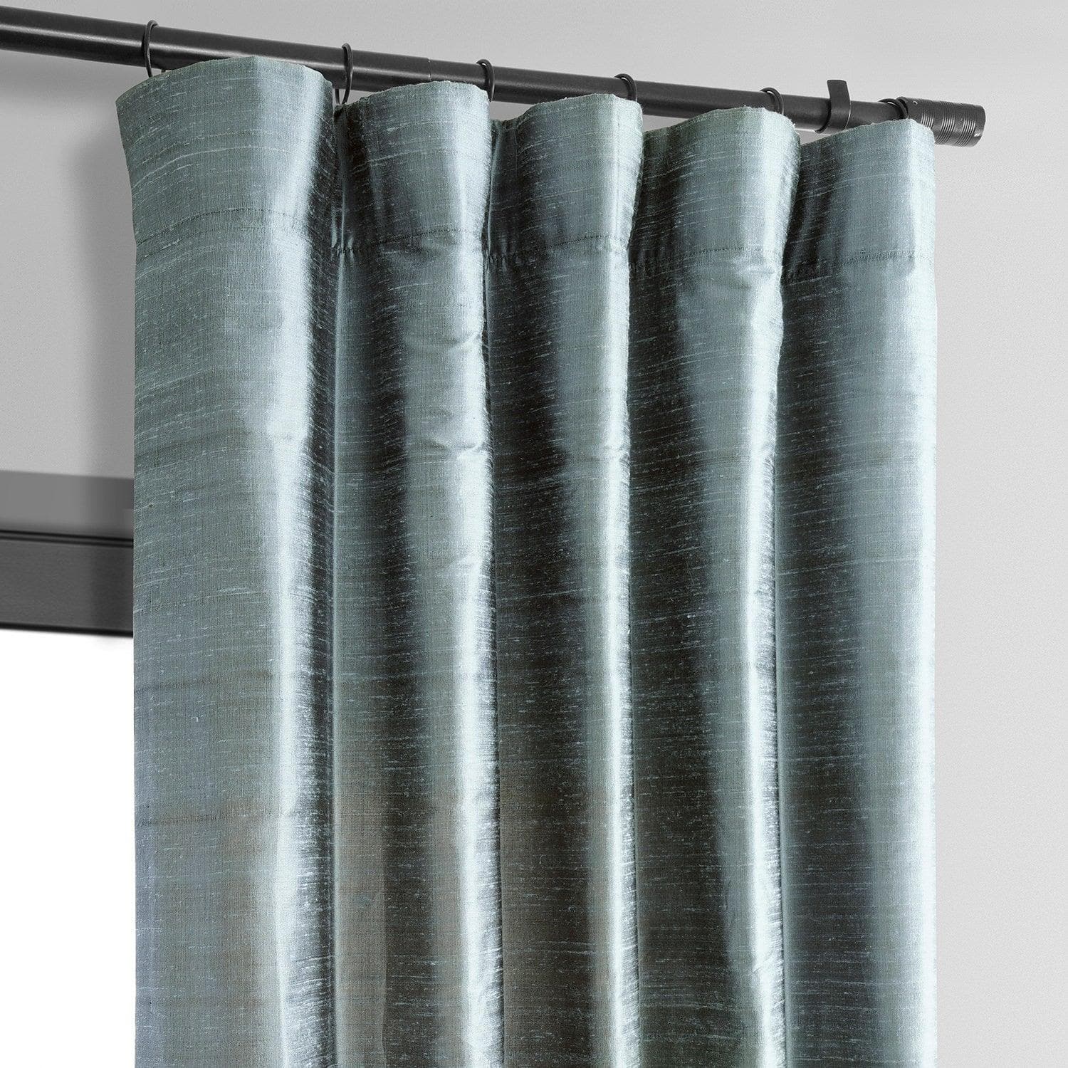 Elegant Mood Blue Textured Dupioni Silk Blackout Curtains for Bedroom & Living Room - Light Blocking, Noise Reducing Window Drapes for Home Decor