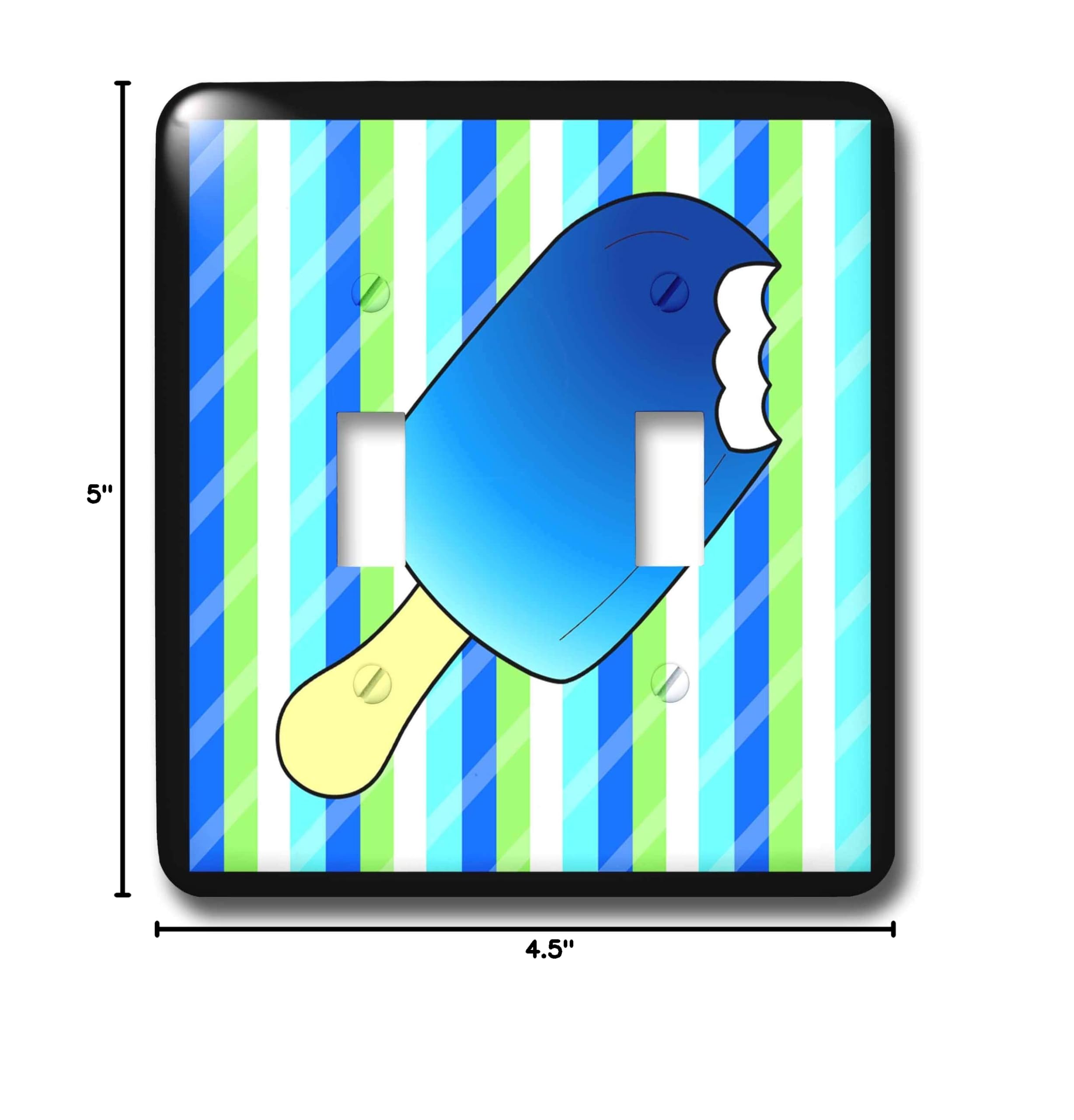 3D Rose Cute Blue Ice Cream Bar Toggle Switch - Decorative Light Switch Cover for Bedroom, Kitchen, Kids Room - Fun Home Decor Accessory