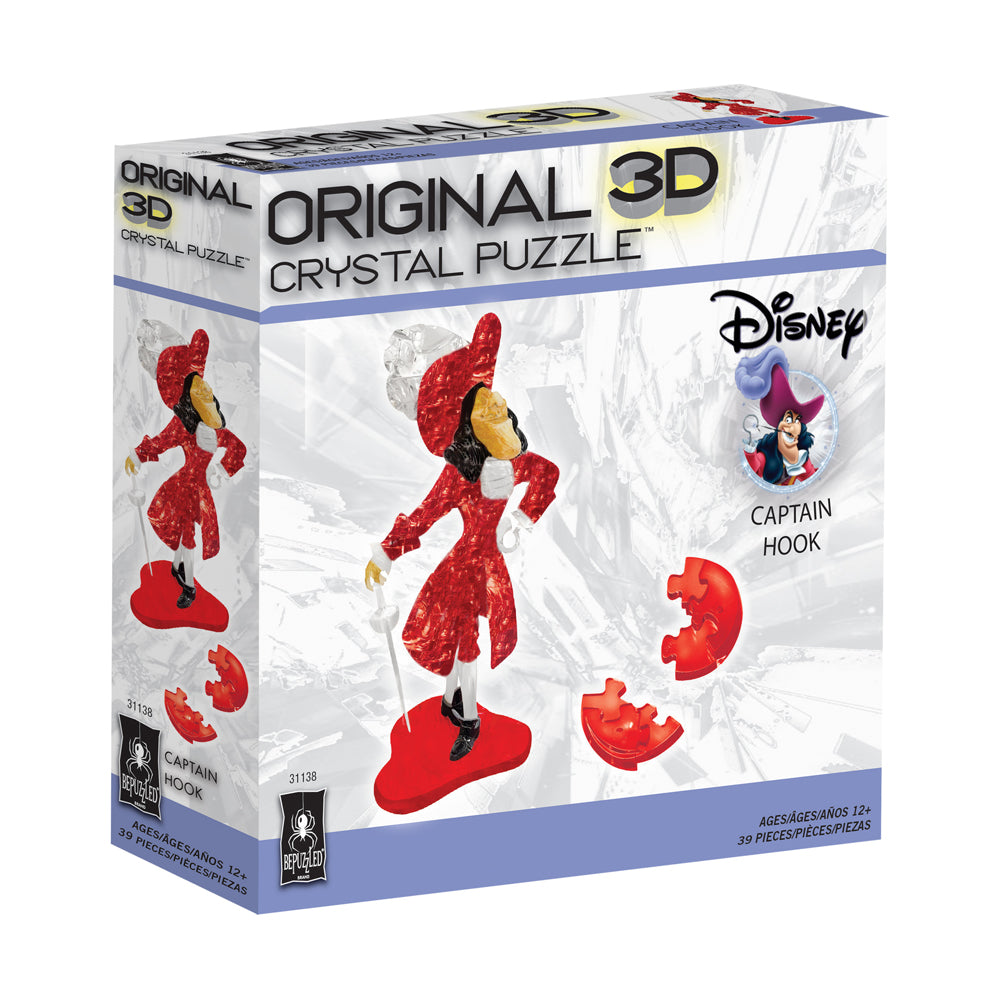 BePuzzled Disney Captain Hook 3D Crystal Puzzle - 39 Piece Brain Teaser for Adults & Kids | Fun Educational Toy for Family Game Night & Disney Fans Collection