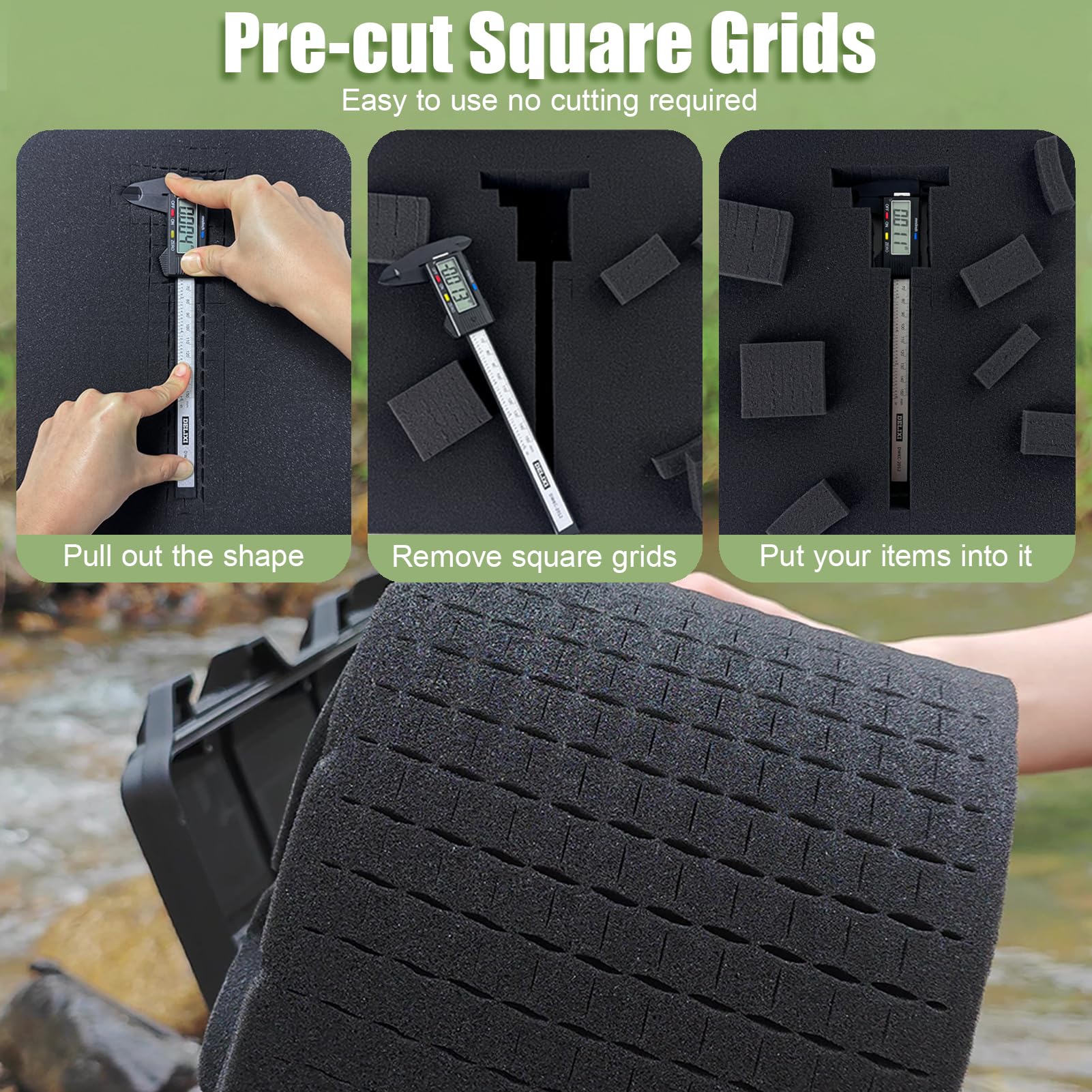 4 Pack Gun Case Foam Inserts - 16 x 12 x 2 Inch Black Polyurethane Pick and Pluck Shadow Foam Sheets for Toolbox, Firearm Storage, and Craft Projects | Perfect for Gun Case Padding, Tool Organization, and DIY Crafting