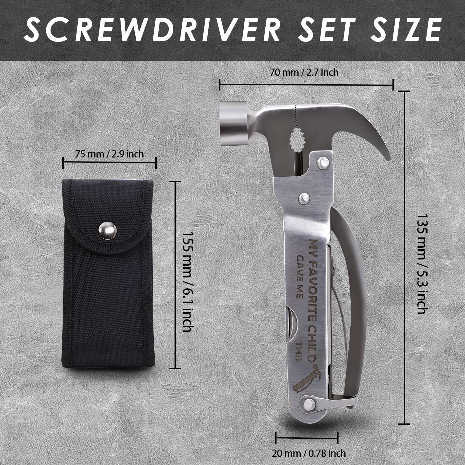 12-in-1 Multitool Hammer - Best Survival Camping Tool for Men | Perfect Father's Day, Birthday & Christmas Gifts from Daughter/Son | Dad, Boyfriend & Husband Gadgets for Outdoor Adventures, Home Repairs & Emergency Preparedness